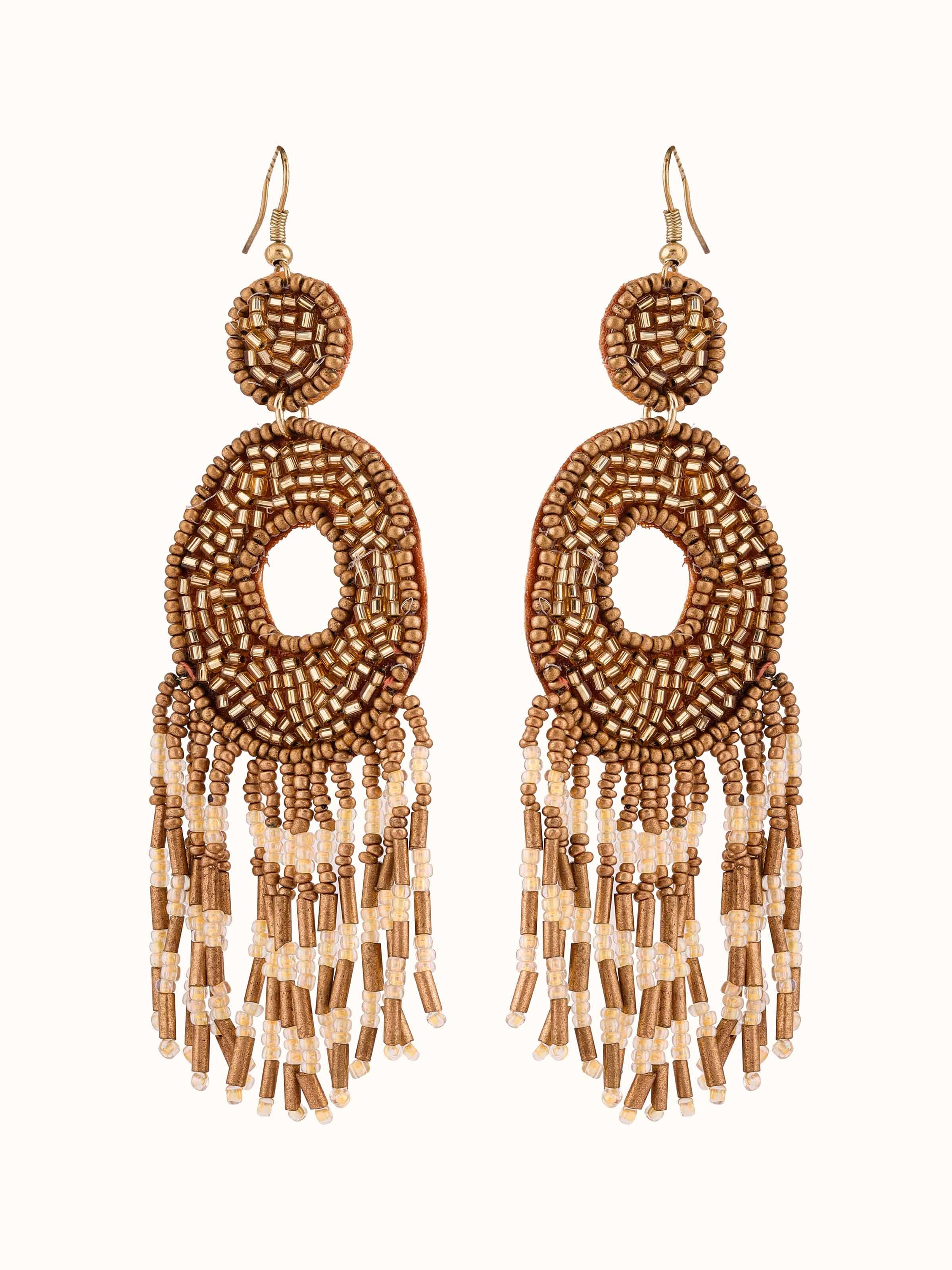 Front view of Handcrafted Drop Earrings featuring unique and intricate handcrafted design.