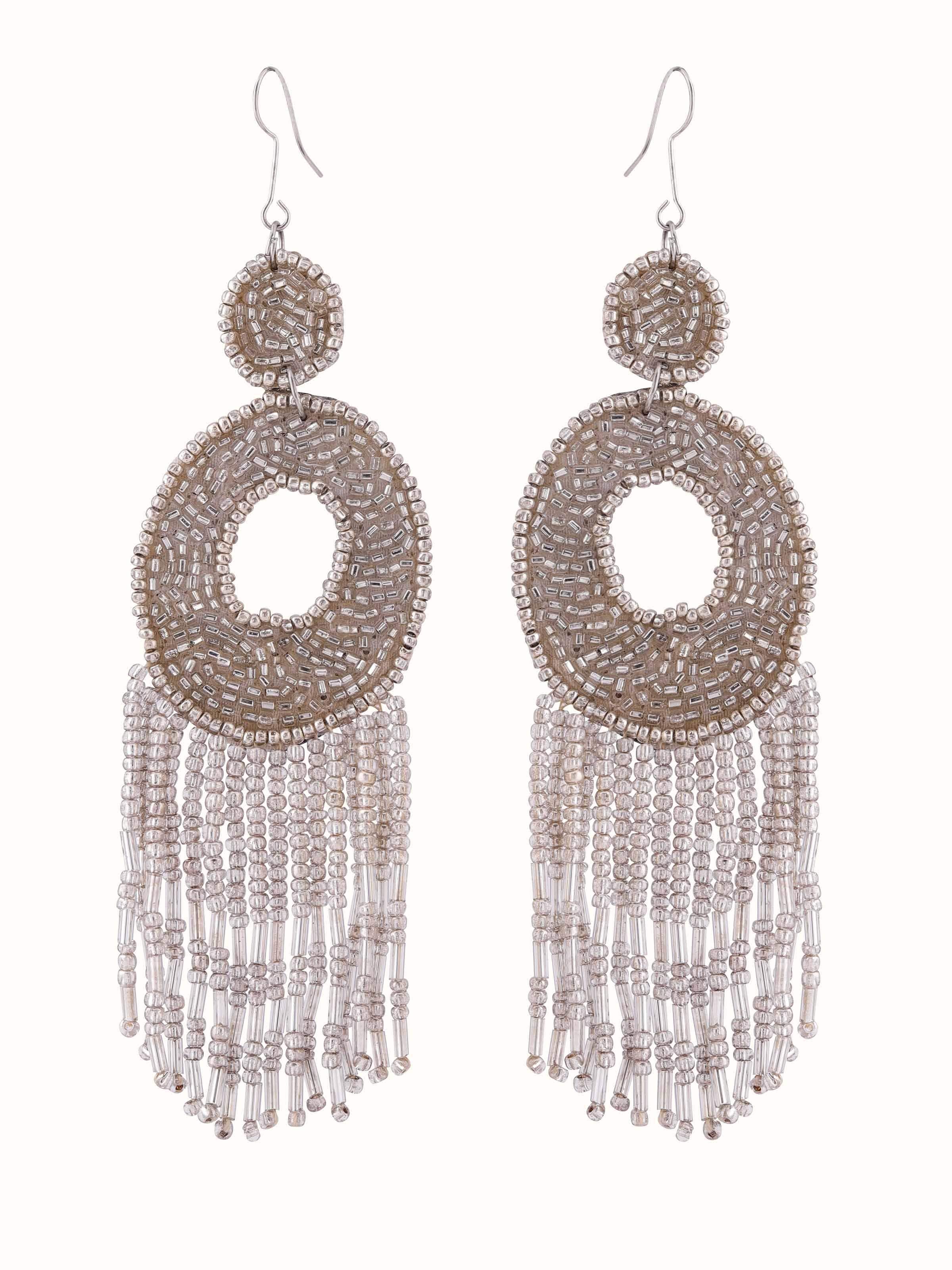 Front view of Handcrafted Drop Earrings showcasing detailed design and craftsmanship.