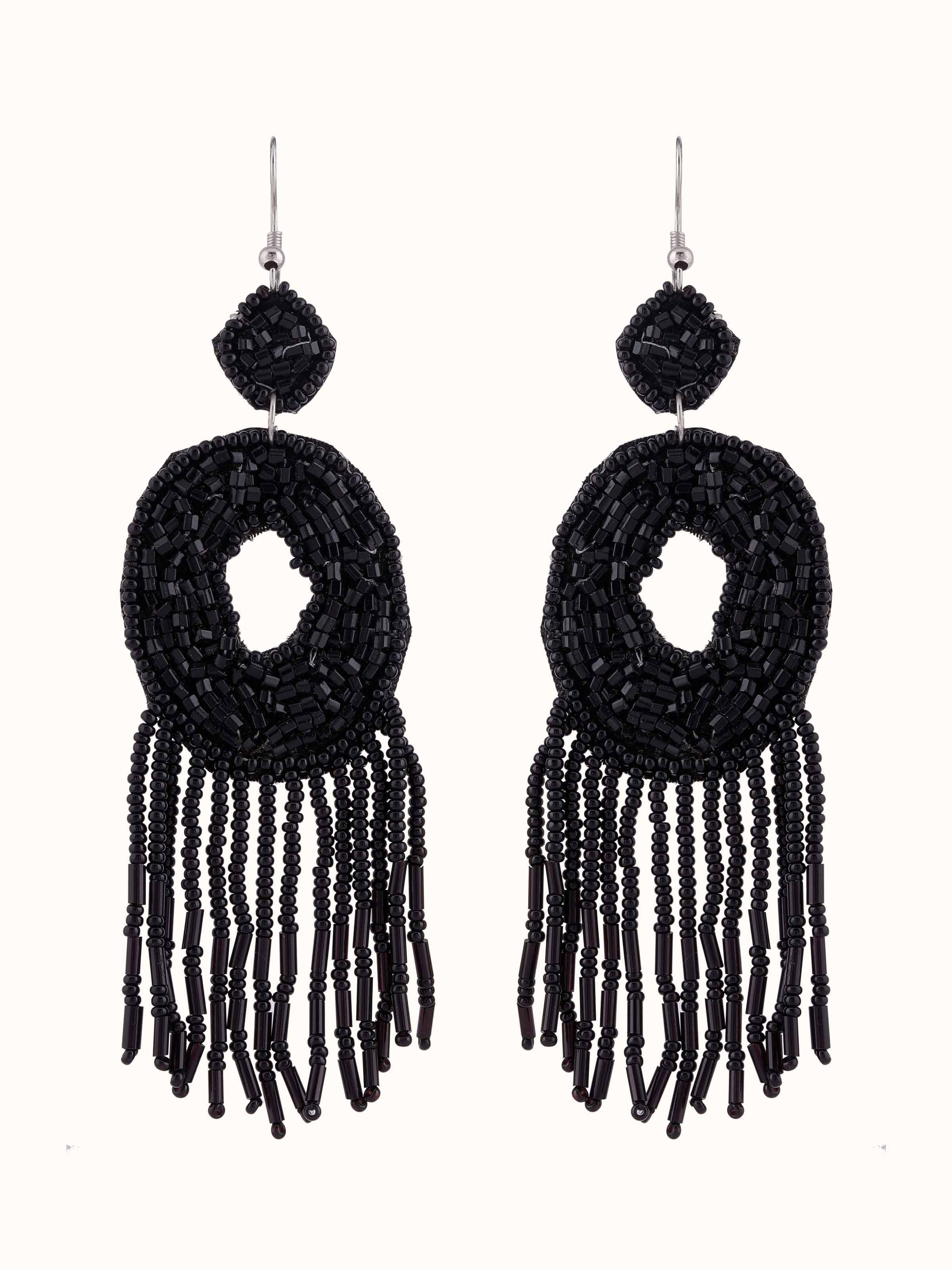 Front view of Handcrafted drop earrings showcasing their unique design and fine craftsmanship