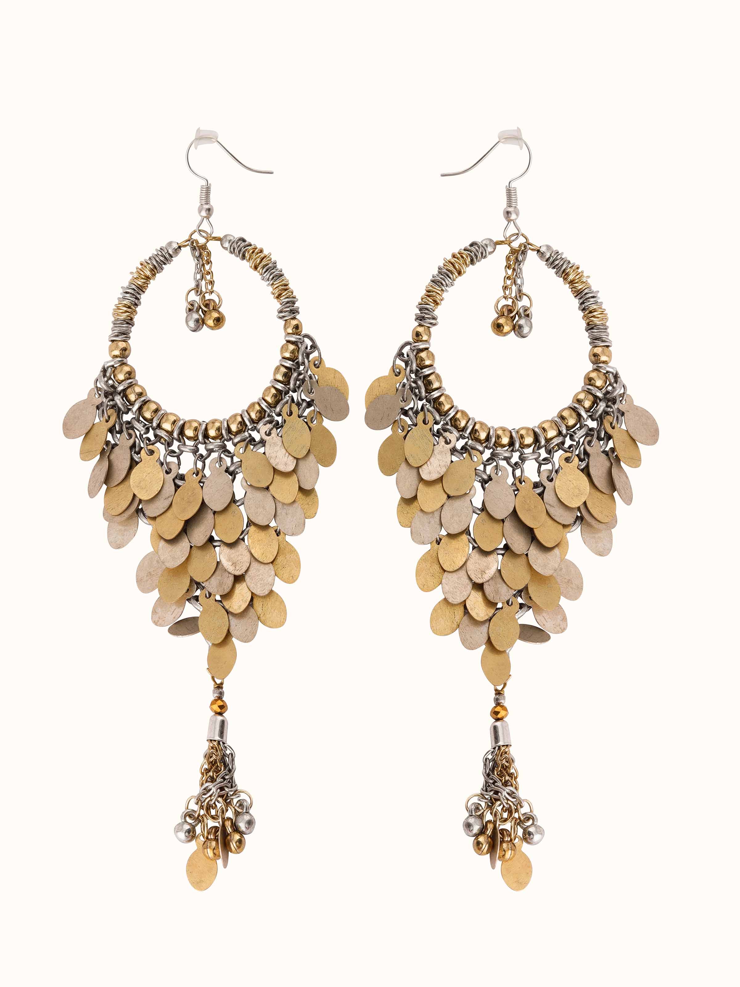 Front view of Handcrafted drop earrings showcasing their elegant design and detailed craftsmanship