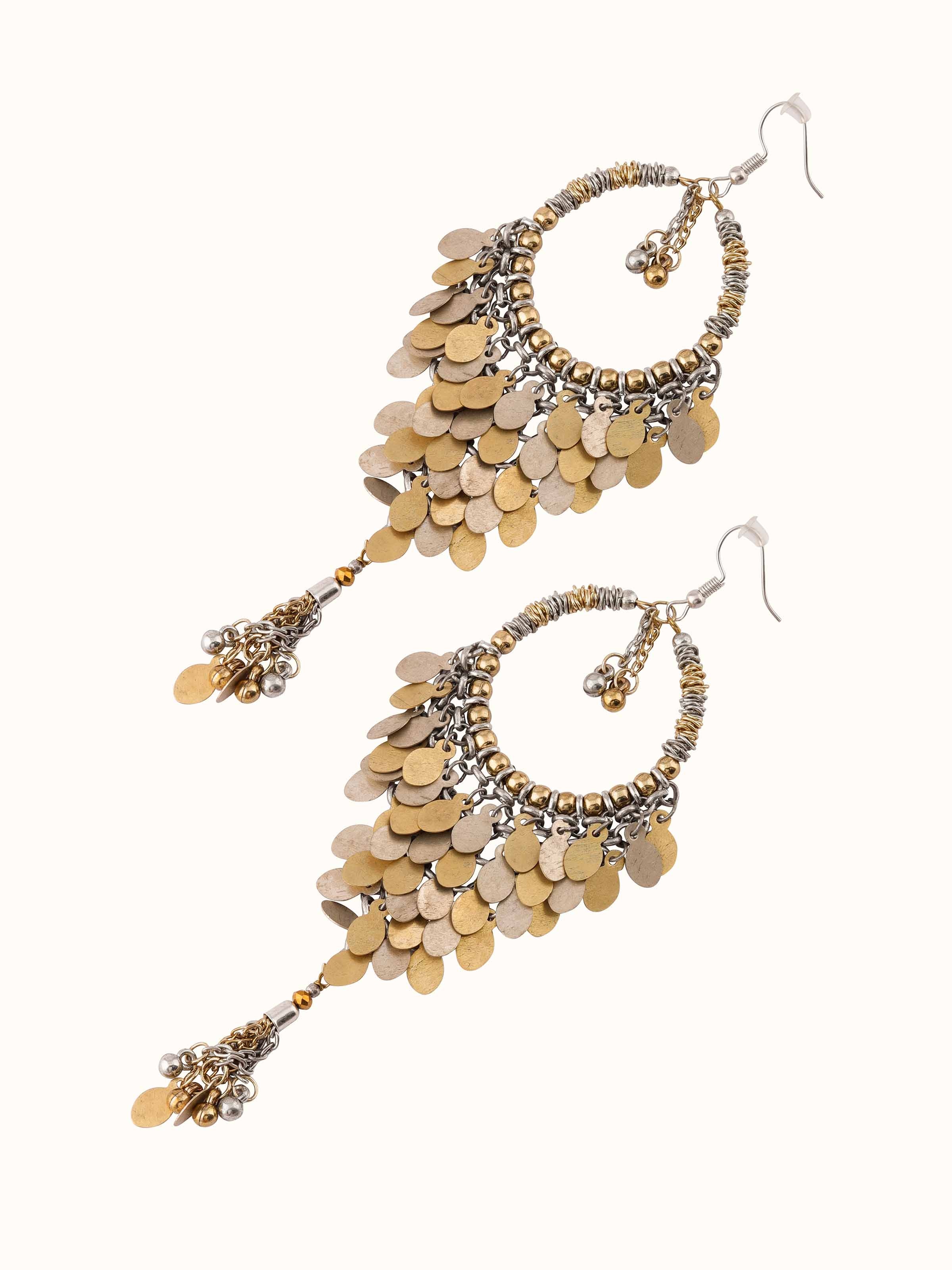 Angled view of Handcrafted drop earrings showcasing their stylish design and unique features