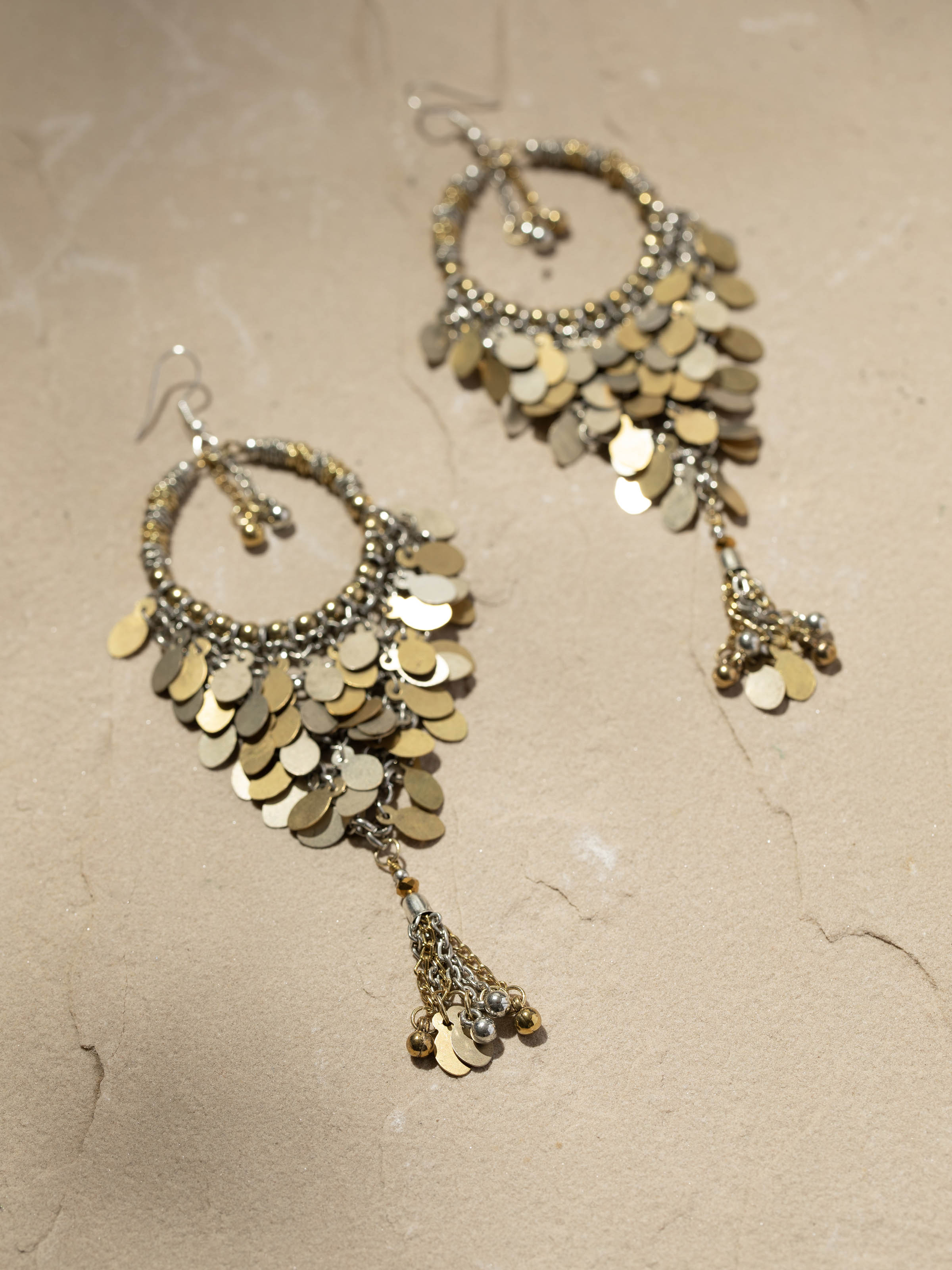 Detailed front view of Handcrafted drop earrings highlighting their elegant design and exquisite finish