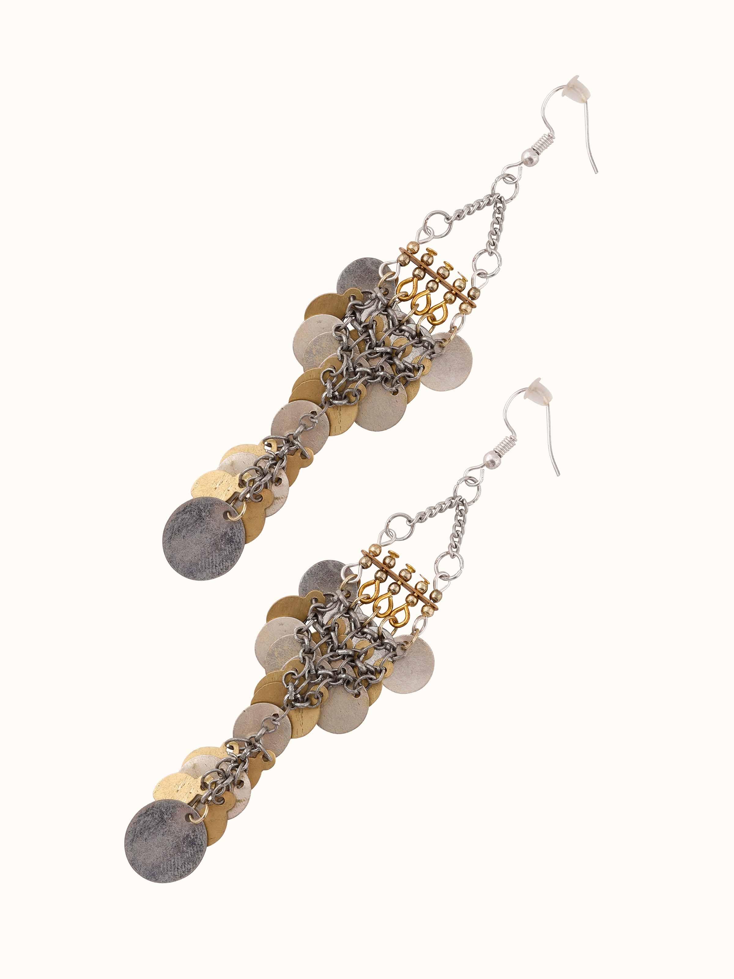 Detailed view of handcrafted drop earrings emphasizing the quality and design details.
