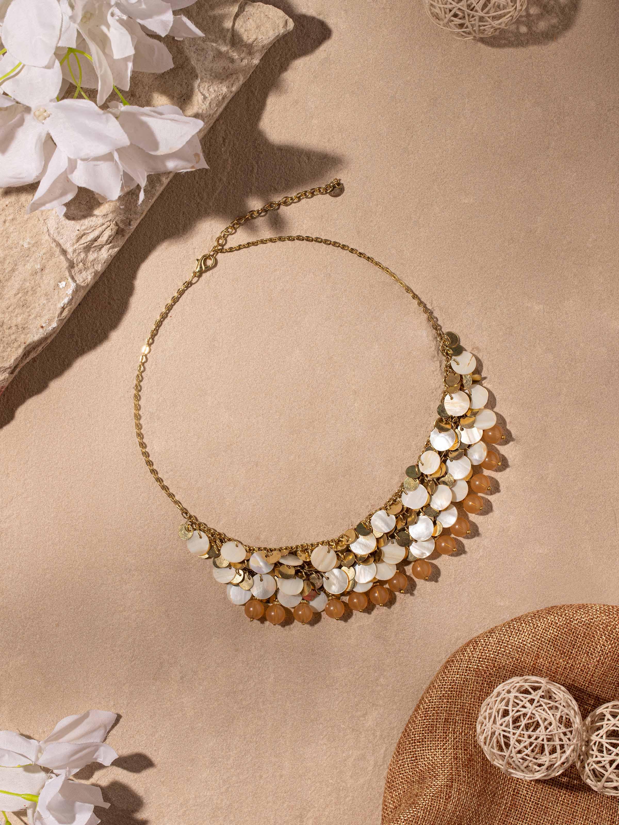 Angled view of Handcrafted Collar Necklace highlighting the elegant design and high-quality finish.