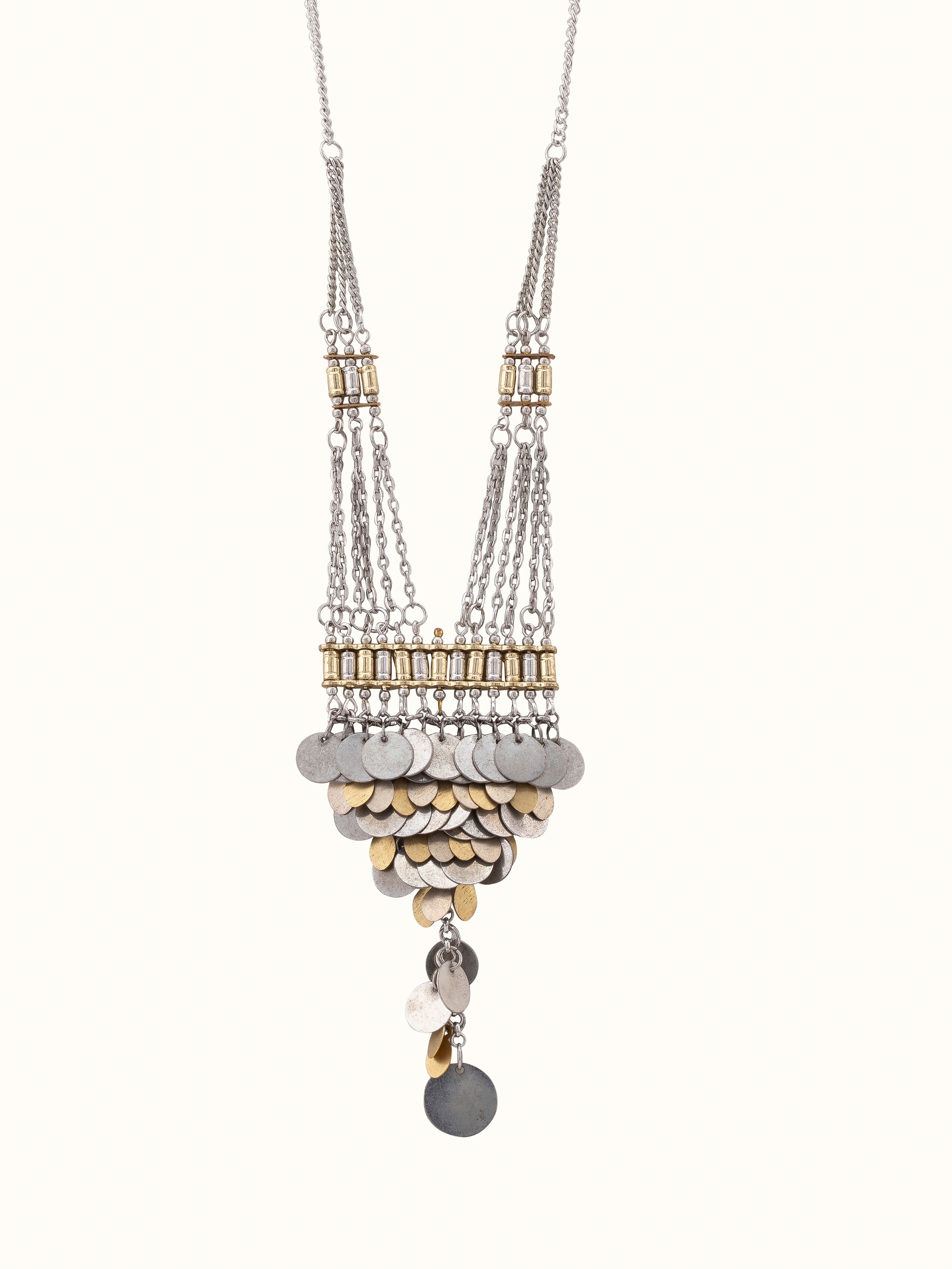 Front view of Handcrafted Long Necklace featuring an elegant design with detailed artisanal craftsmanship.