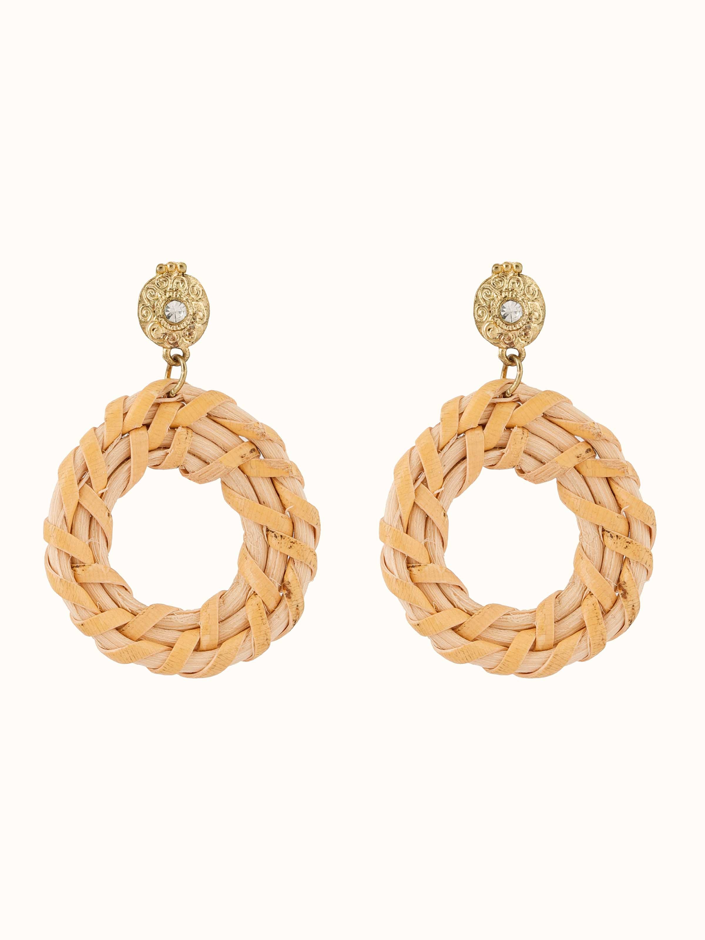 Front view of Handcrafted stud earrings showcasing intricate design