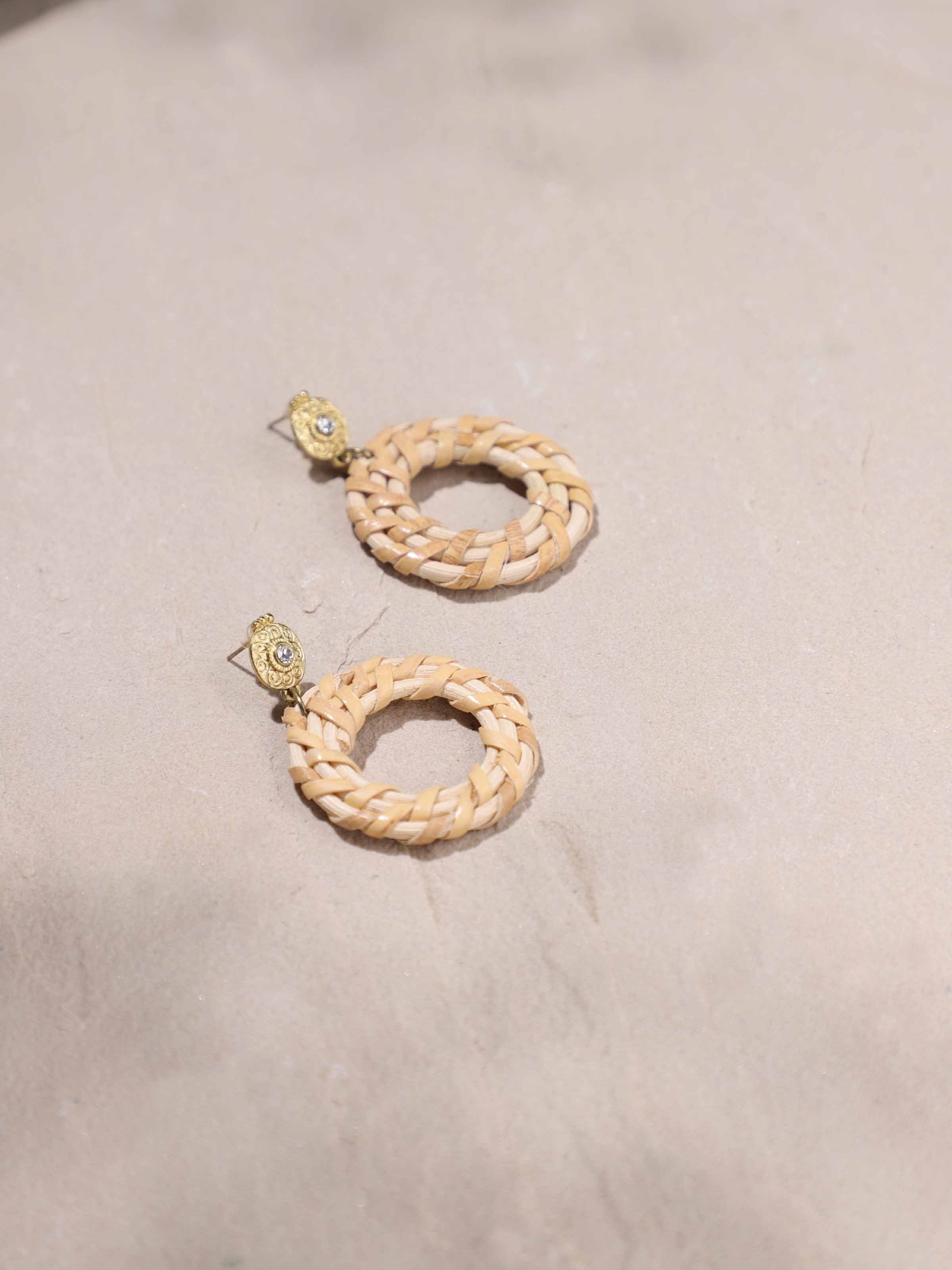 Detailed view of Handcrafted stud earrings highlighting intricate work
