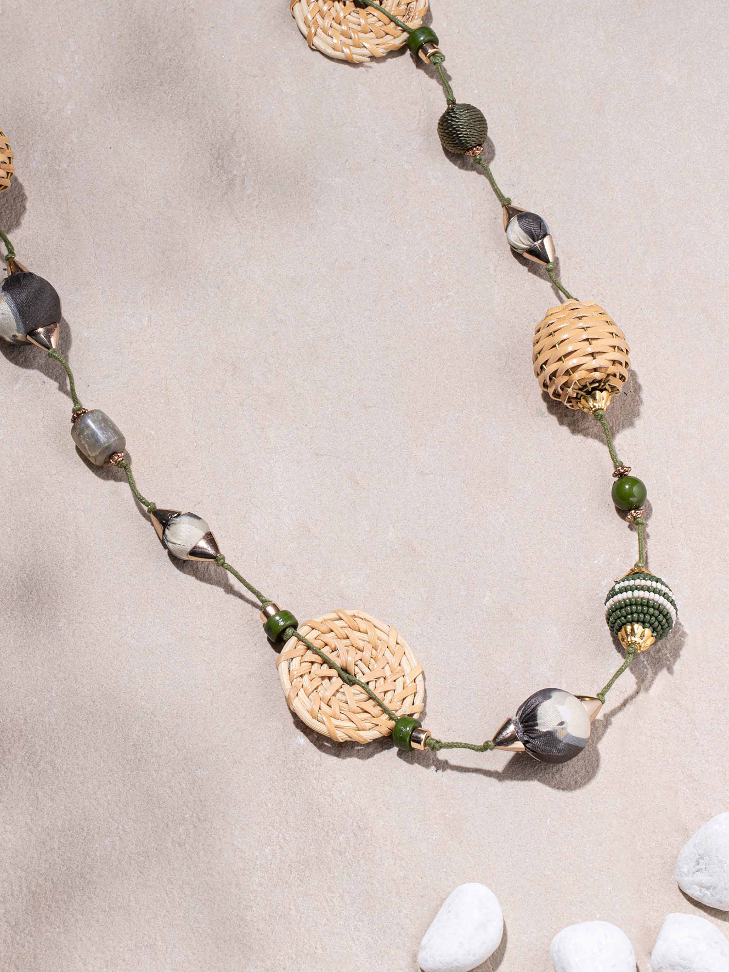 Back view of Handcrafted Long Necklace showing the clasp and detailed craftsmanship.