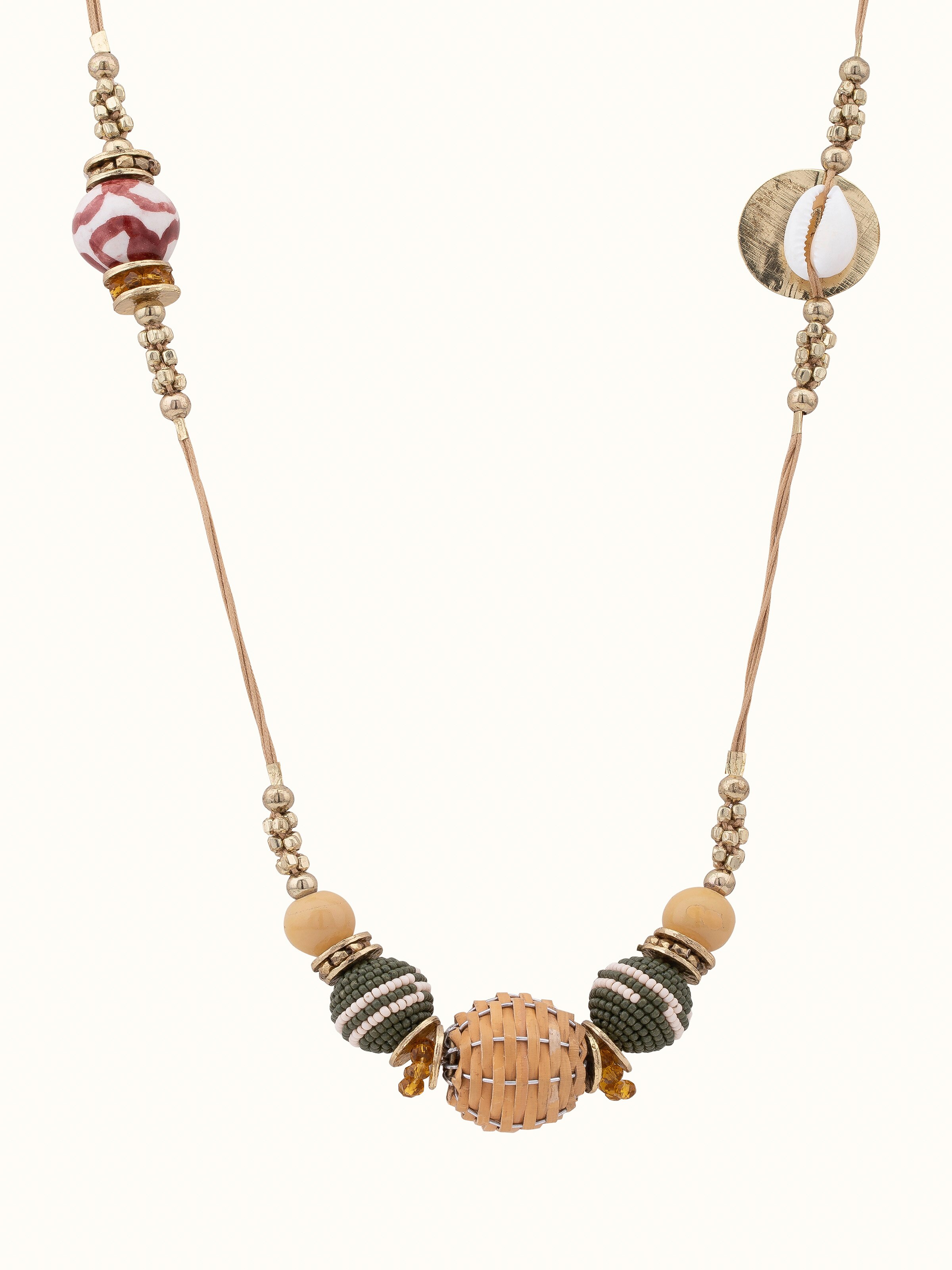 Front view of Handcrafted Long Necklace featuring elegant design and craftsmanship.