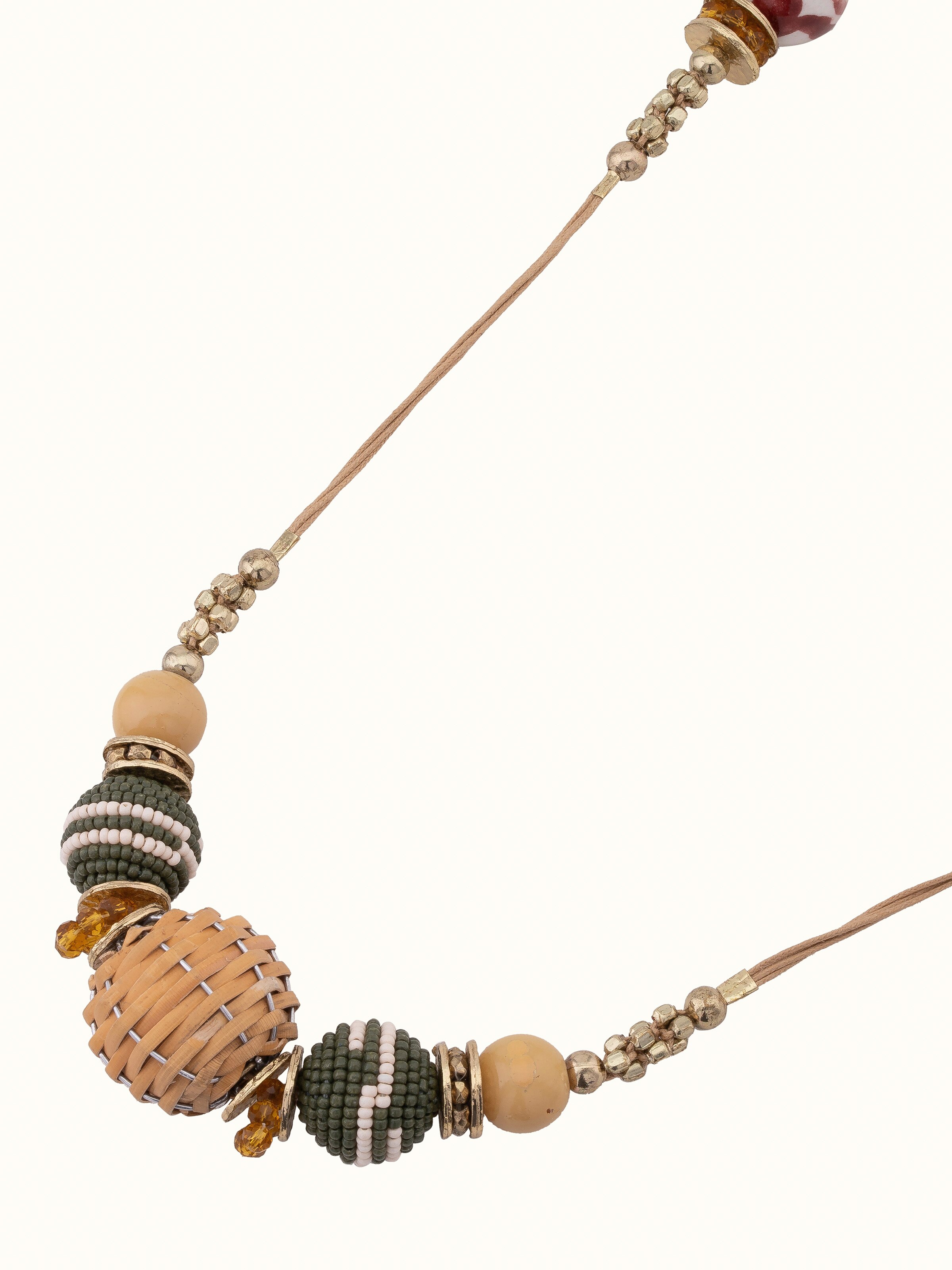 Angled view of Handcrafted Long Necklace emphasizing the unique craftsmanship.