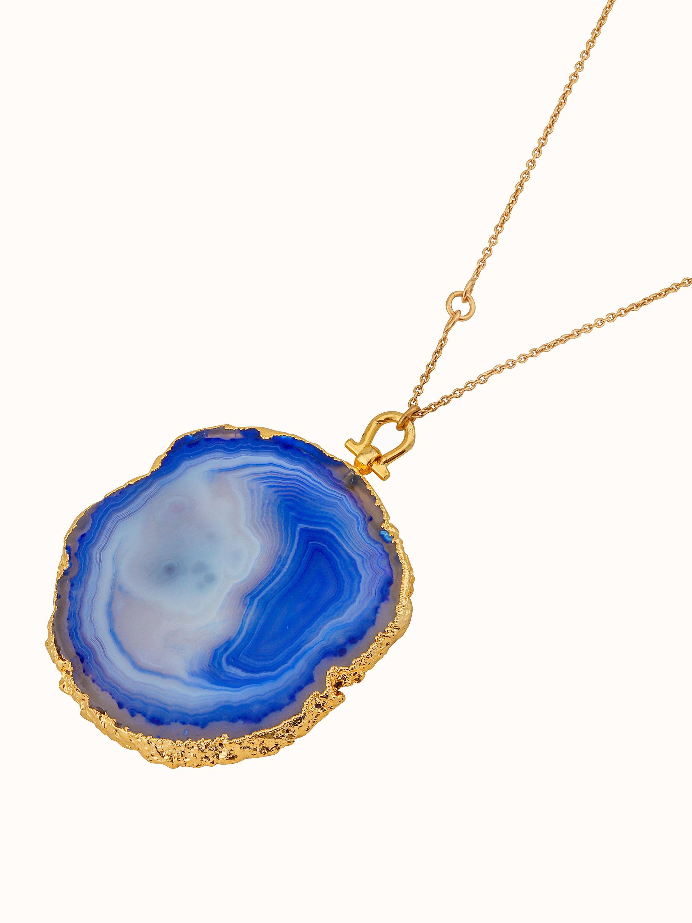 Back view of Agate Pendant with Chain illustrating the clasp and overall design.