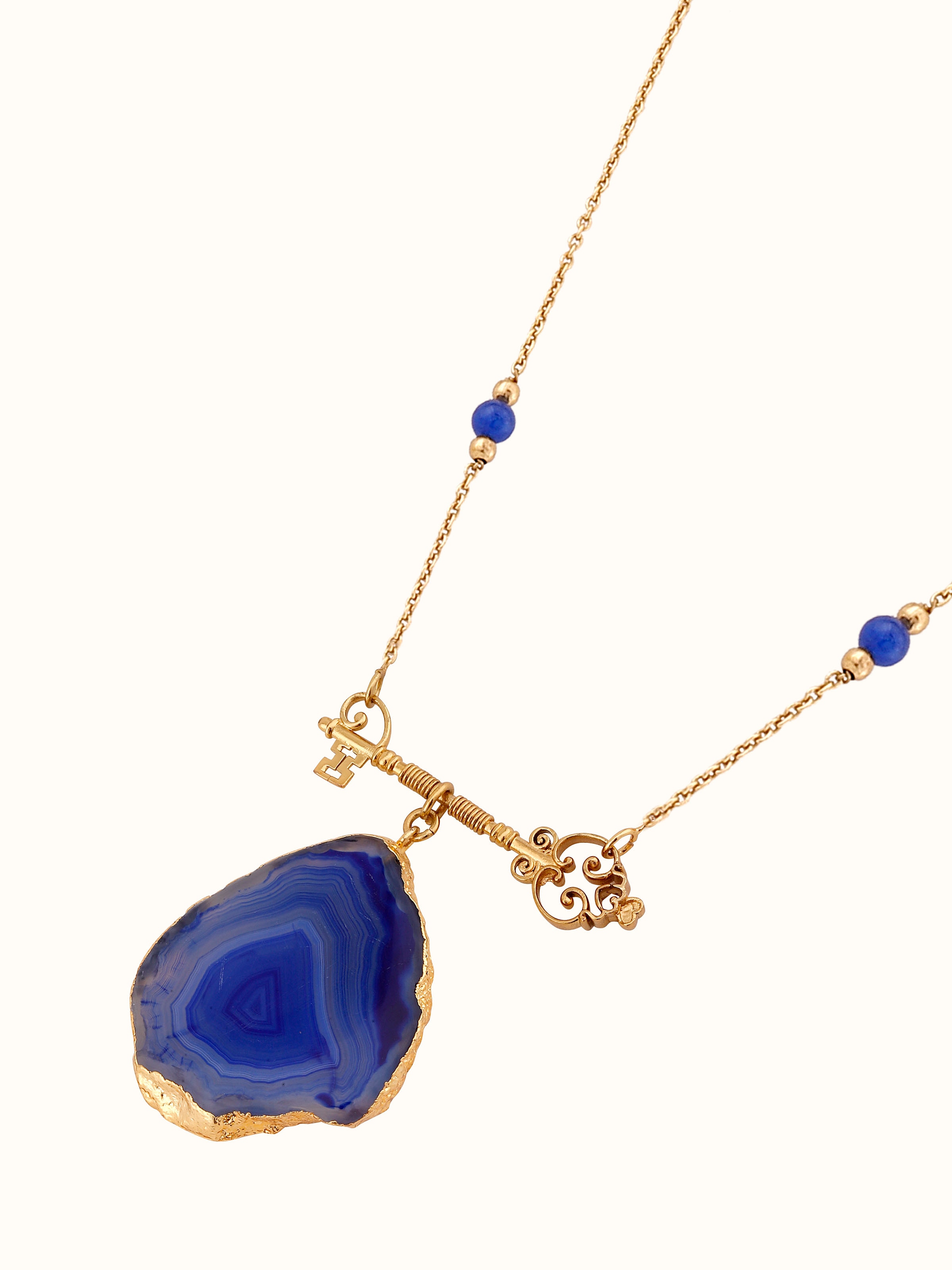 Back view of Agate long necklace showing the secure clasp and overall design.