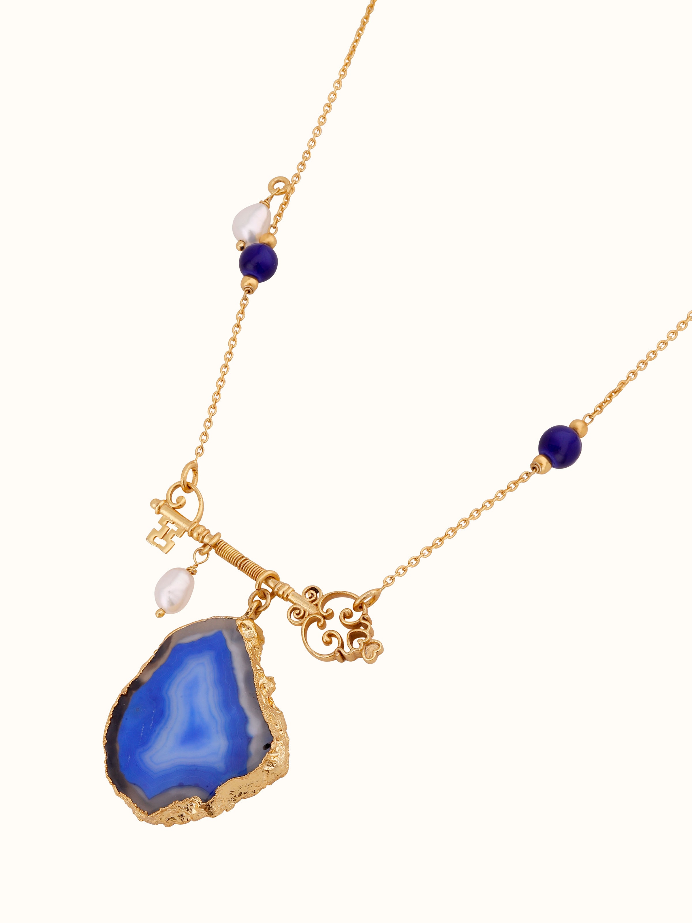 Back view of Agate Long Necklace displaying the clasp and detailed agate stones.