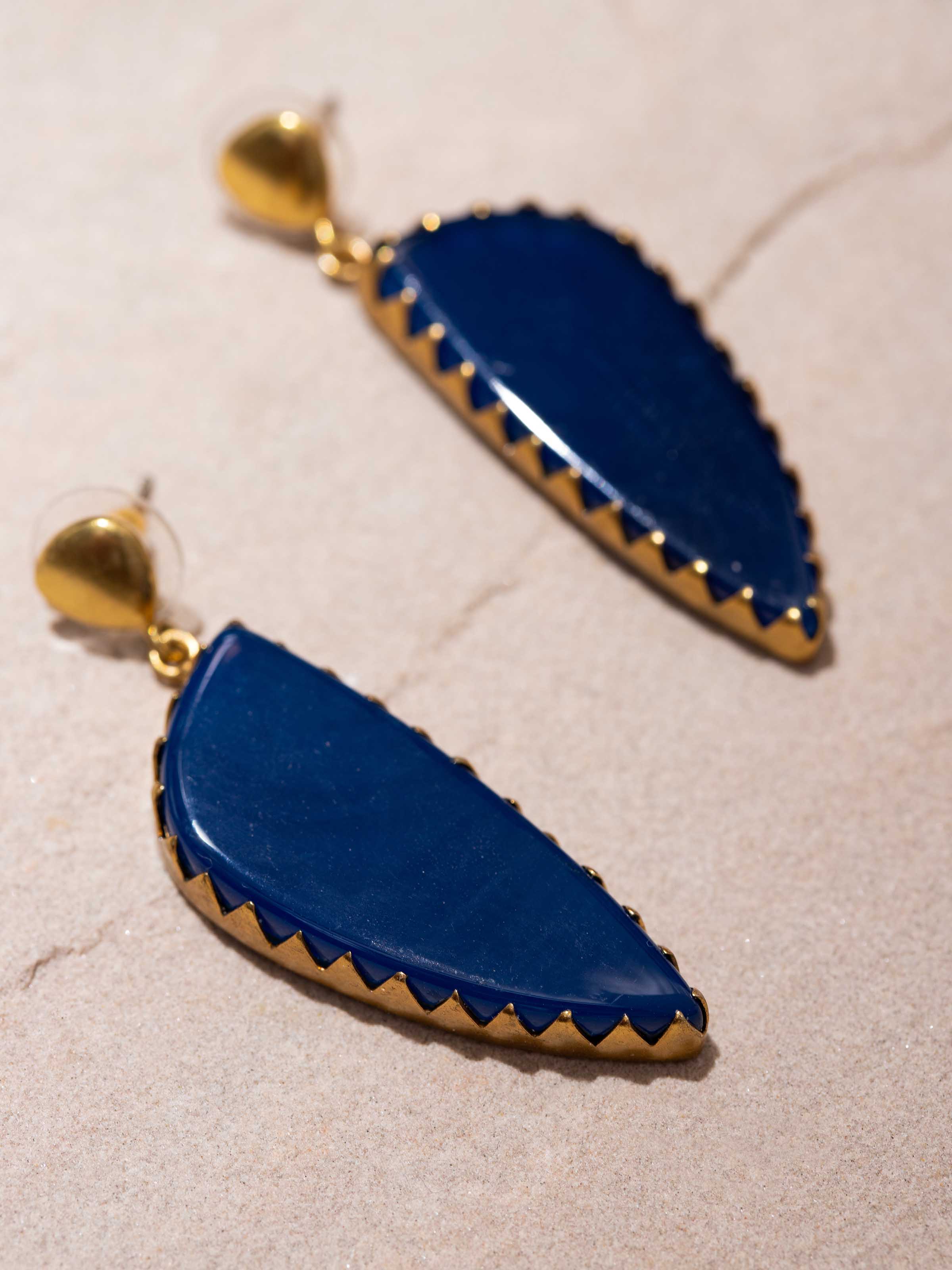 Detailed close-up of Agate Drop Earrings focusing on the agate stone's intricate patterns and shine.