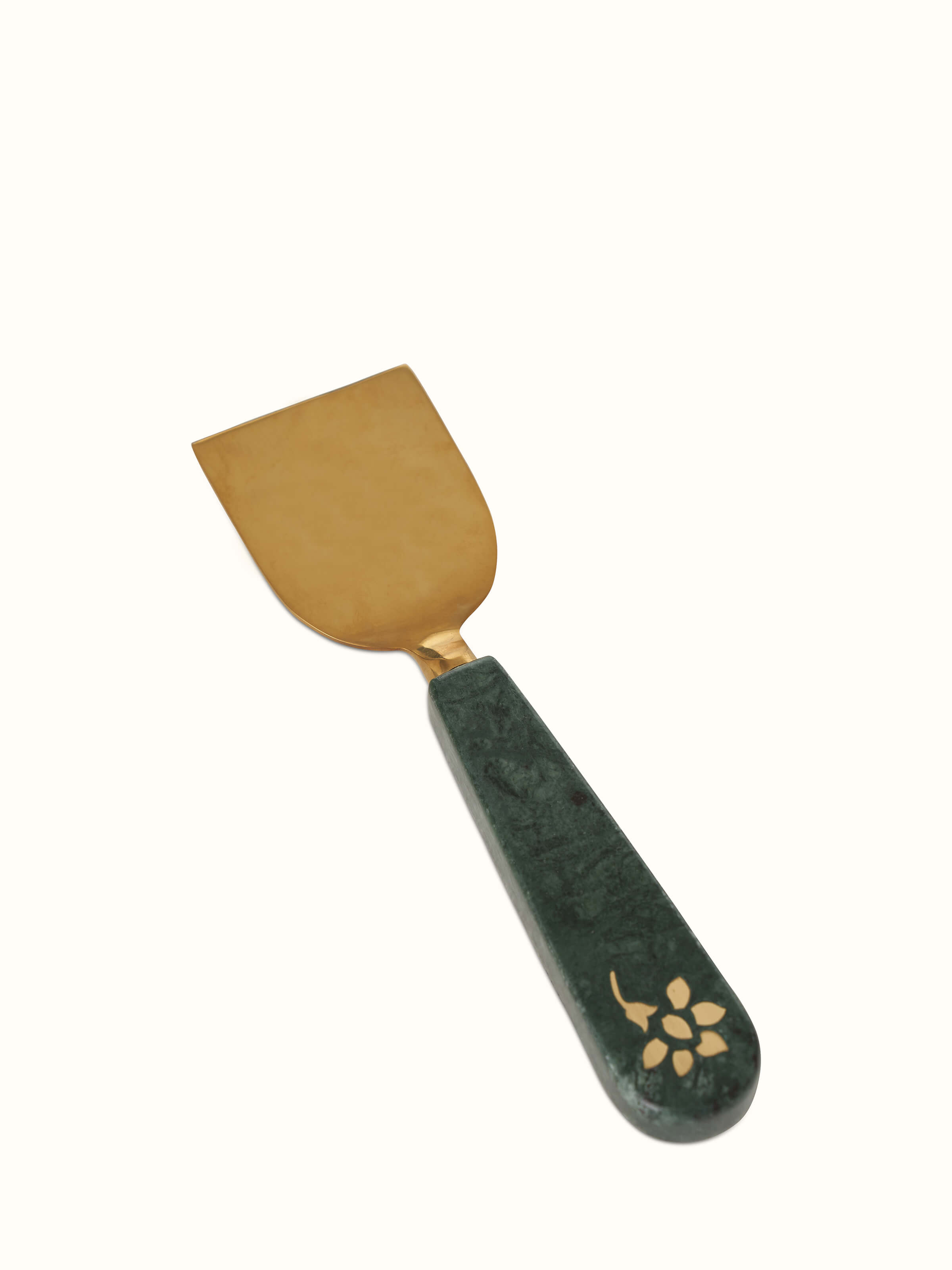 Close-up of Marble & Brass Cheese Knives (3 pcs) showing fine detailing