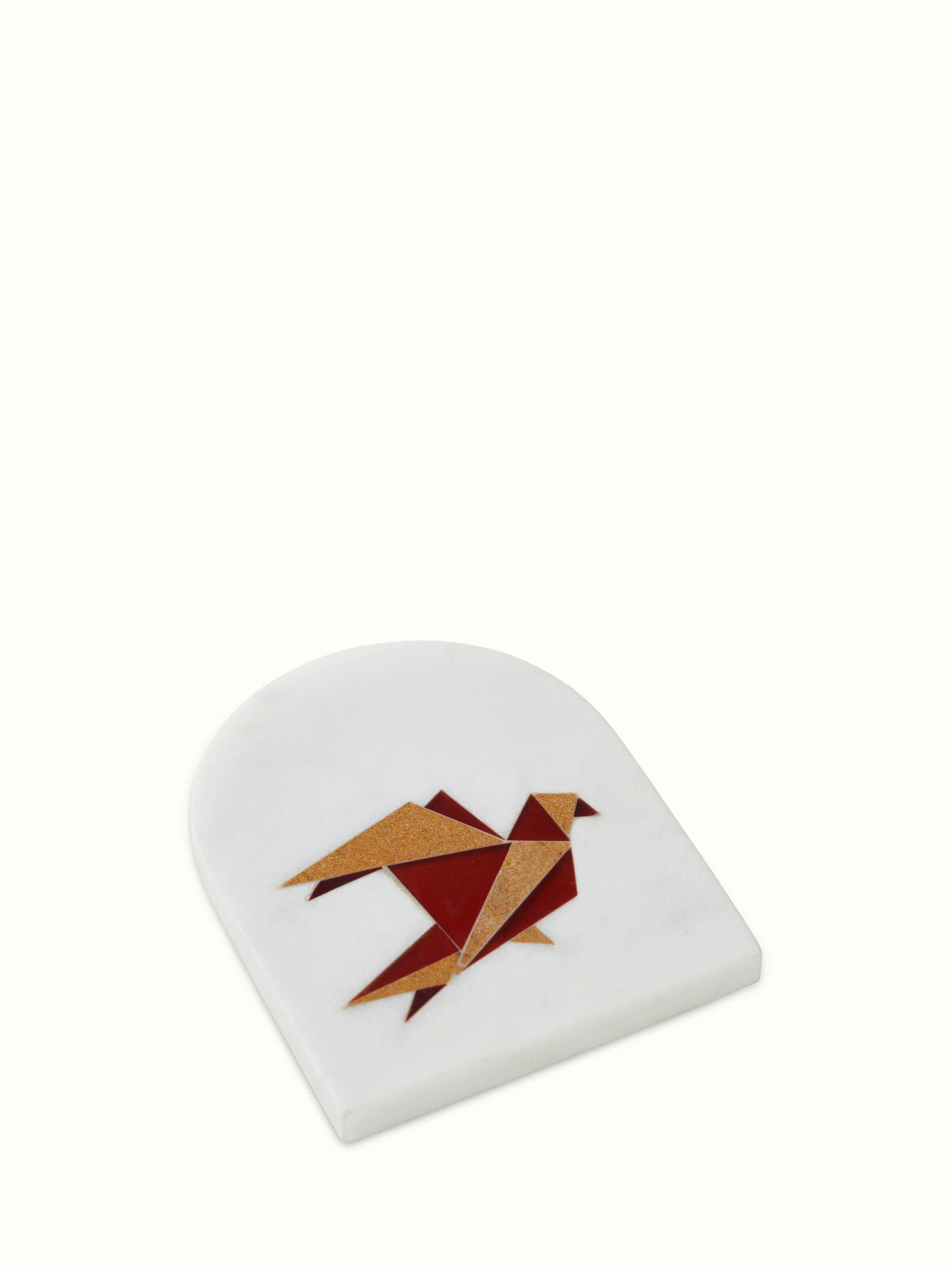 Side view of Carved Marble Coasters (6 pcs) emphasizing the thickness and design of each coaster.