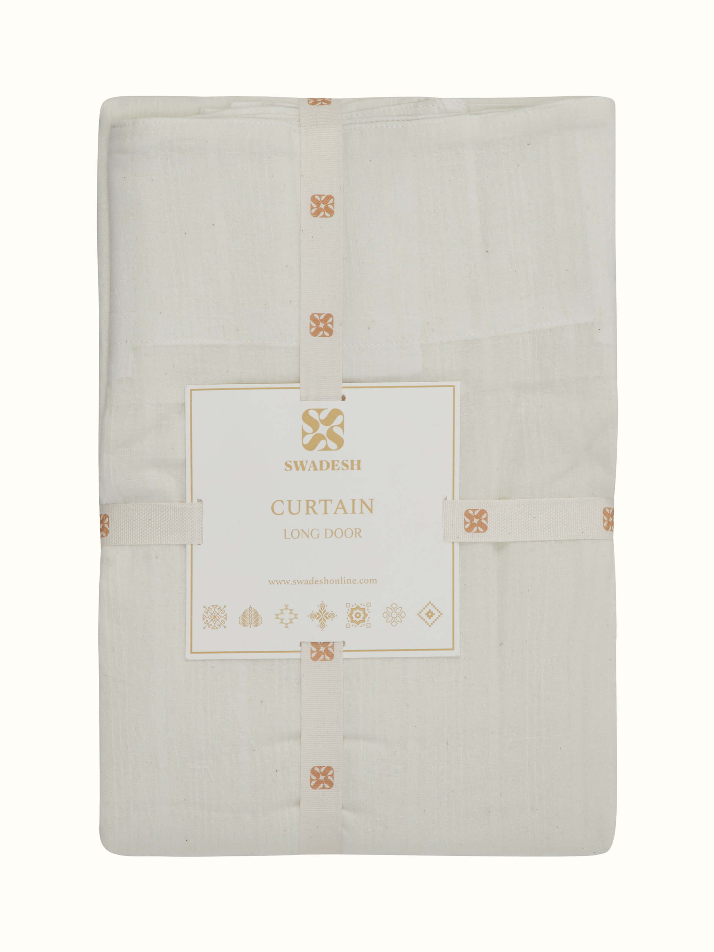 Detailed view of Kapasa off-white solid handloom cotton curtain (9 ft) focusing on the fabric's quality and color.