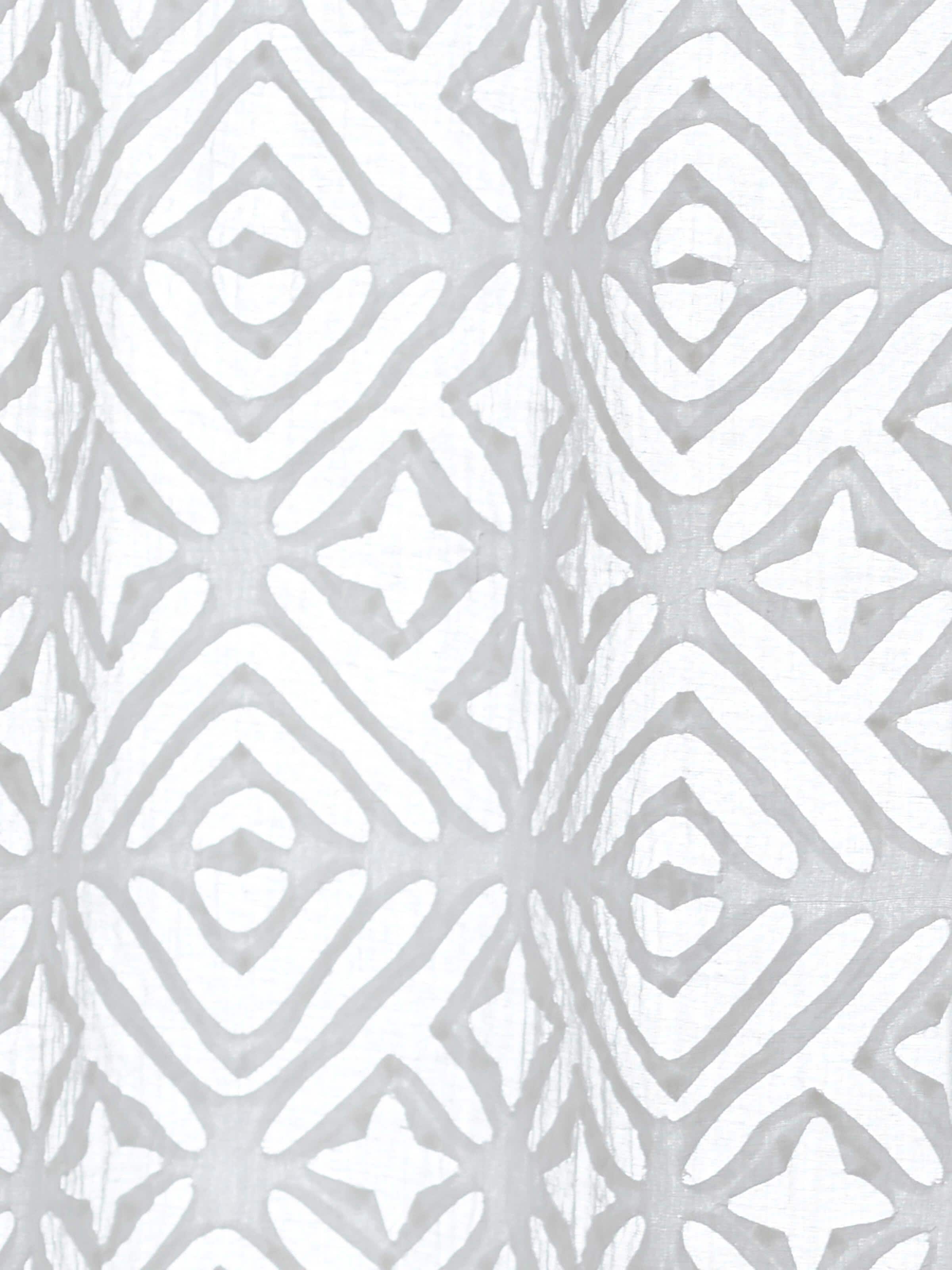 Another angle of Mandana white trellis allover cotton applique sheer curtain highlighting the design and texture