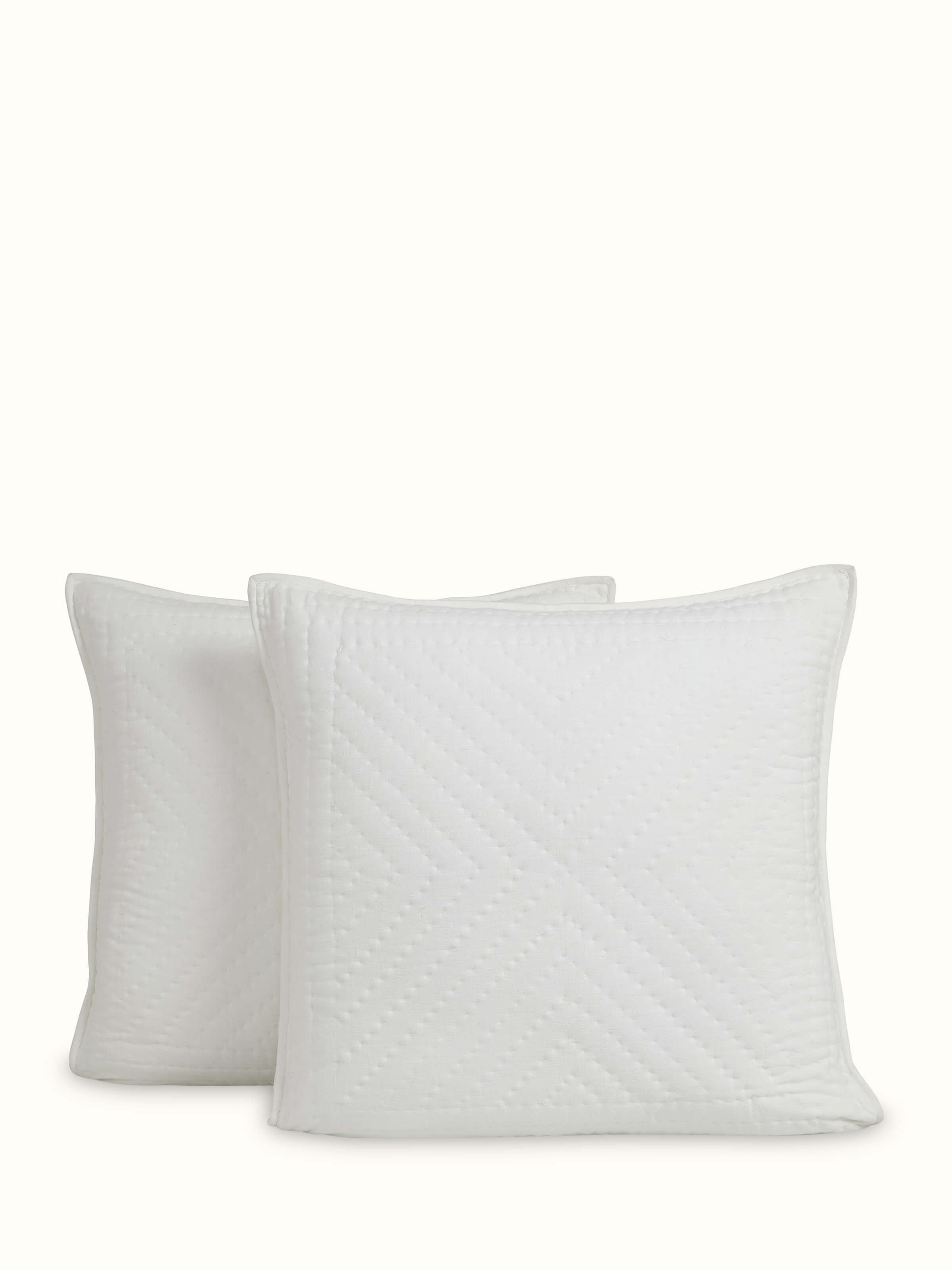 Kapasa off-white textured stripe cotton handloom euro shams (2 pcs) featuring a subtle striped pattern on off-white cotton.
