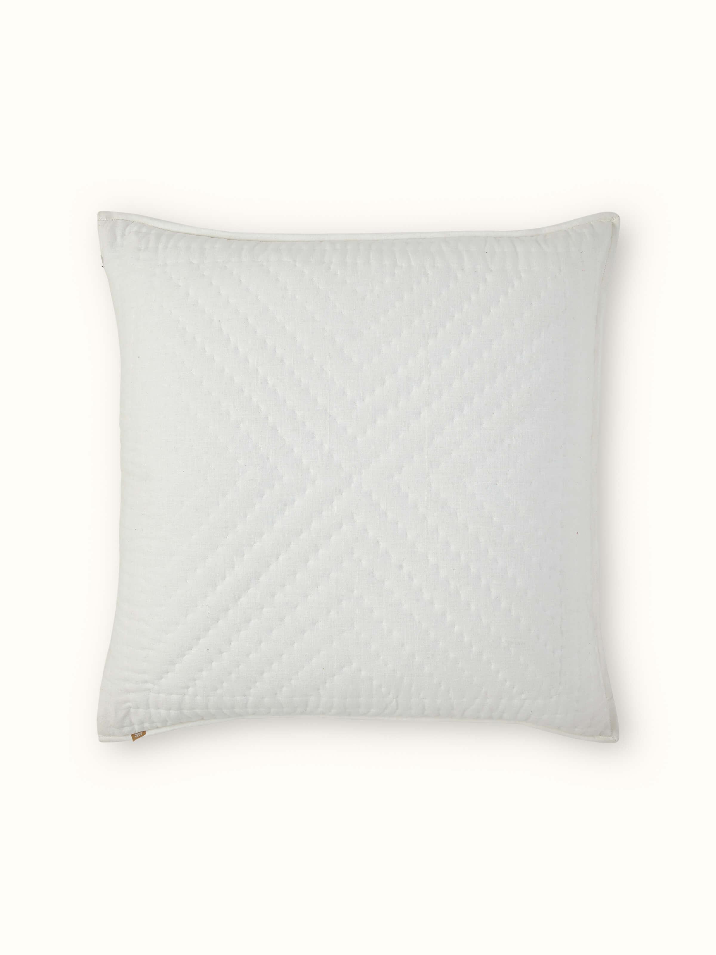 Kapasa off-white textured stripe cotton handloom euro shams (2 pcs) folded to reveal the fabric texture and stripe detail.