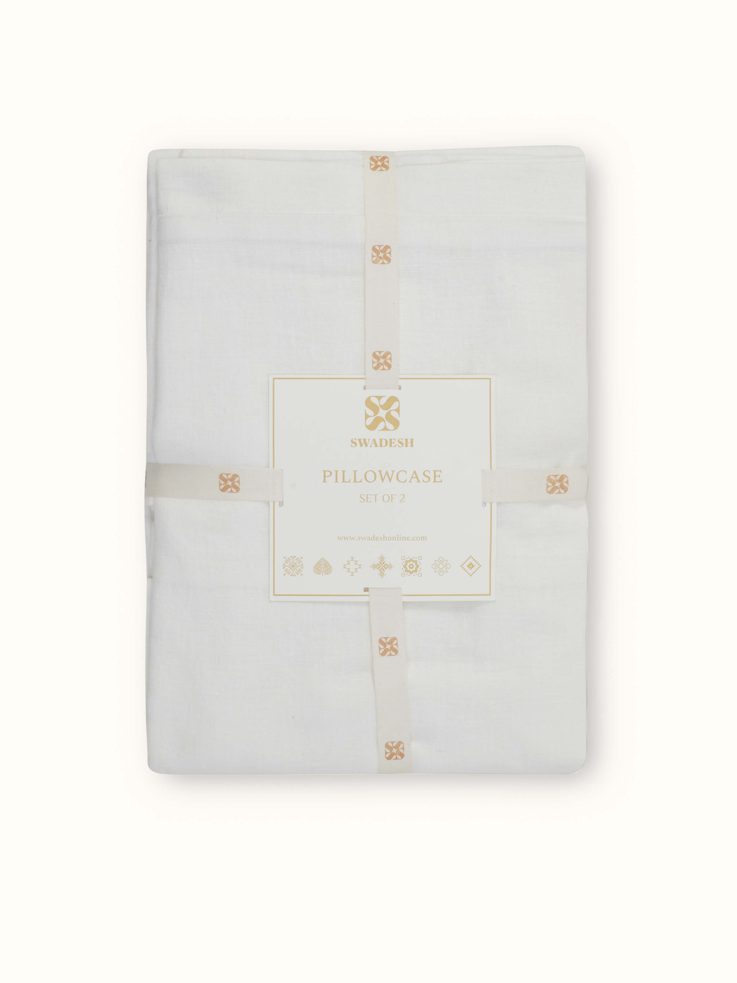 Detailed view of Kapasa Off-White Stripe Cotton Handloom Pillow Cases, emphasizing the handloom craftsmanship and stripe quality.