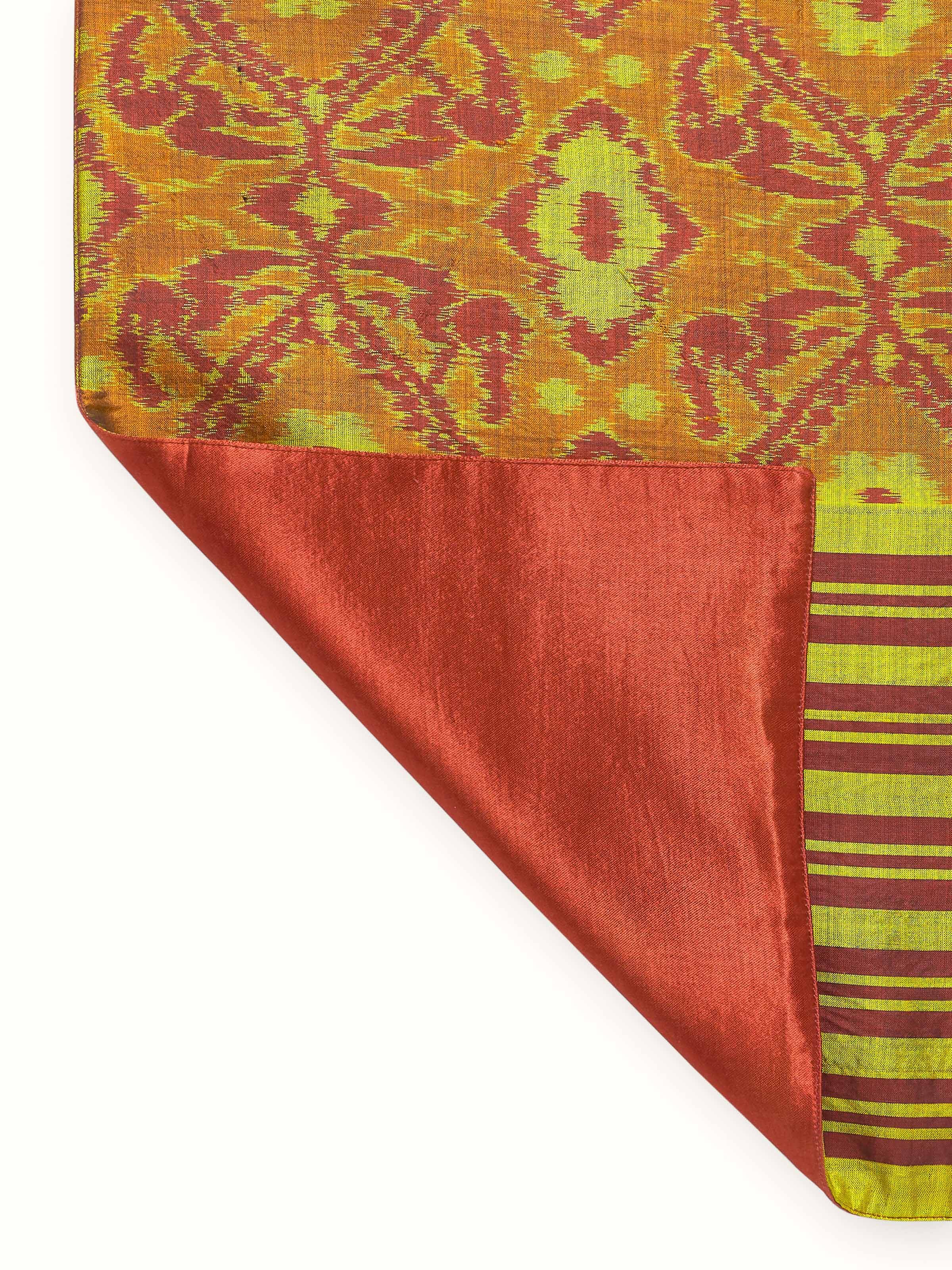 Back view of Bhoomi table runner showing neat finish and backing fabric detail