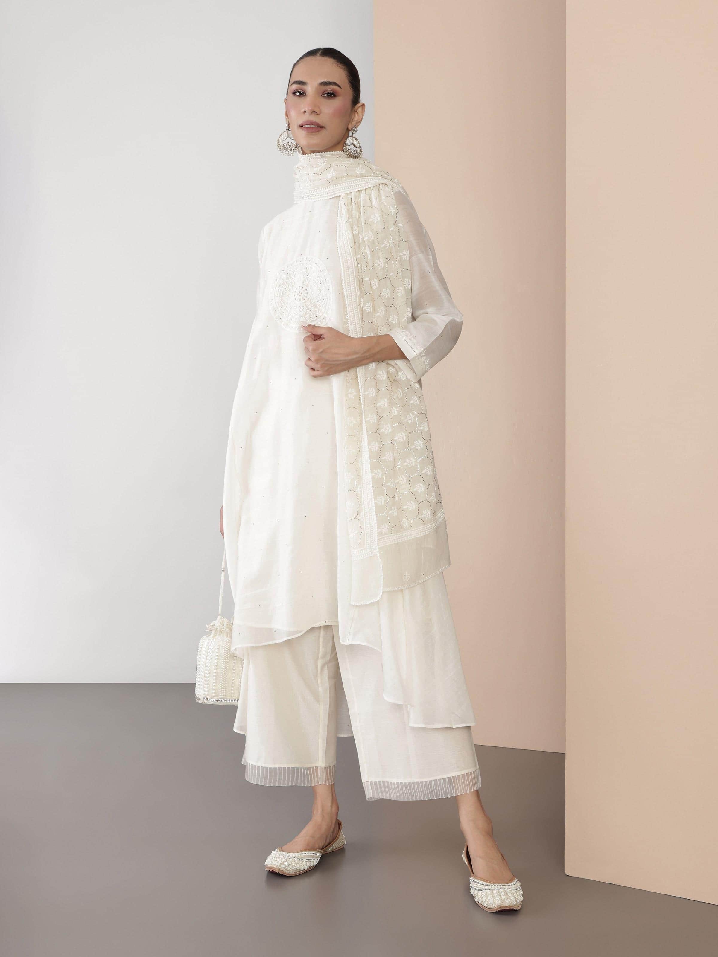 Lifestyle image displaying the kurta styled traditionally for a graceful look