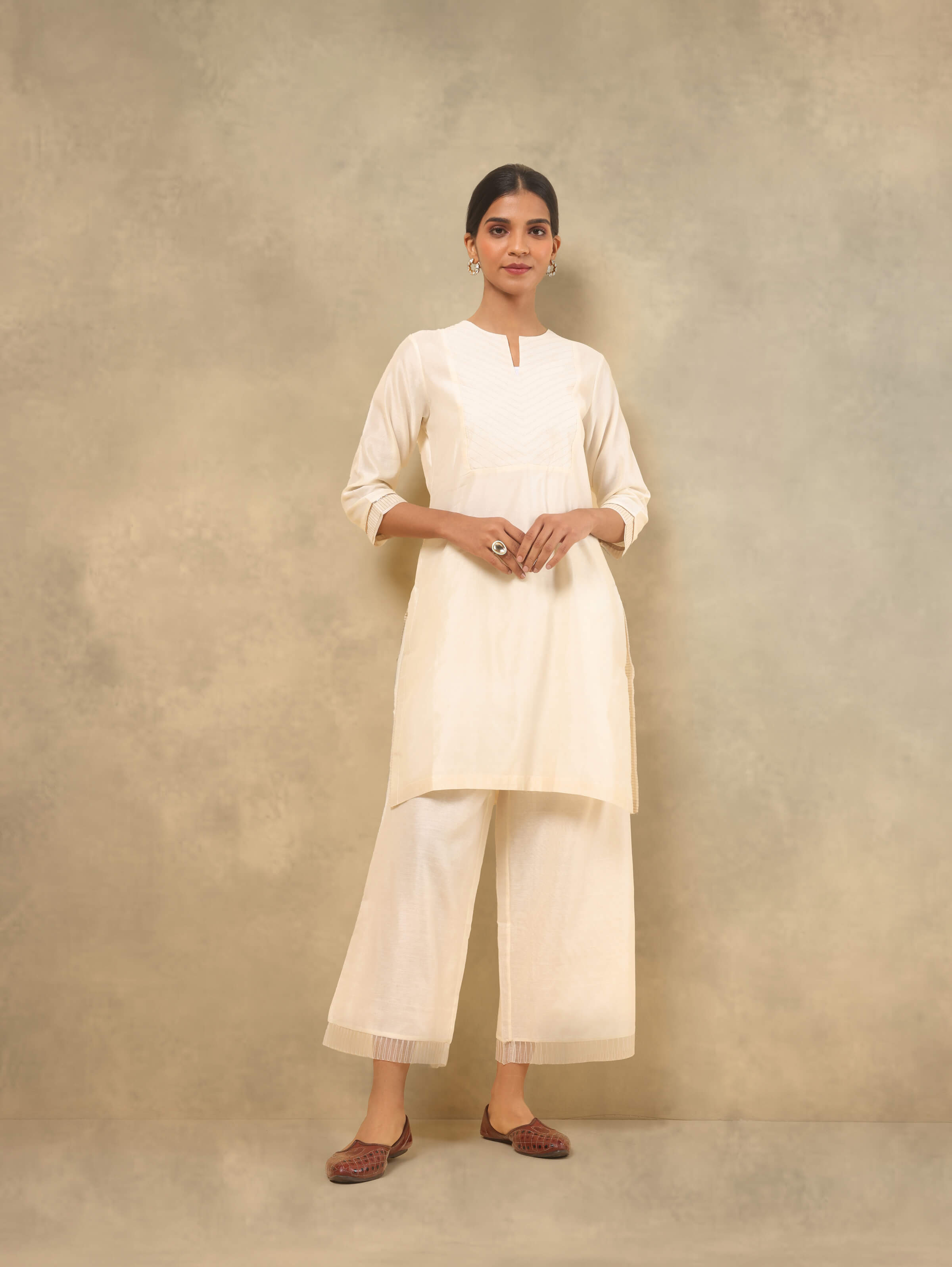 Off-white Cotton Silk Chanderi Tunic