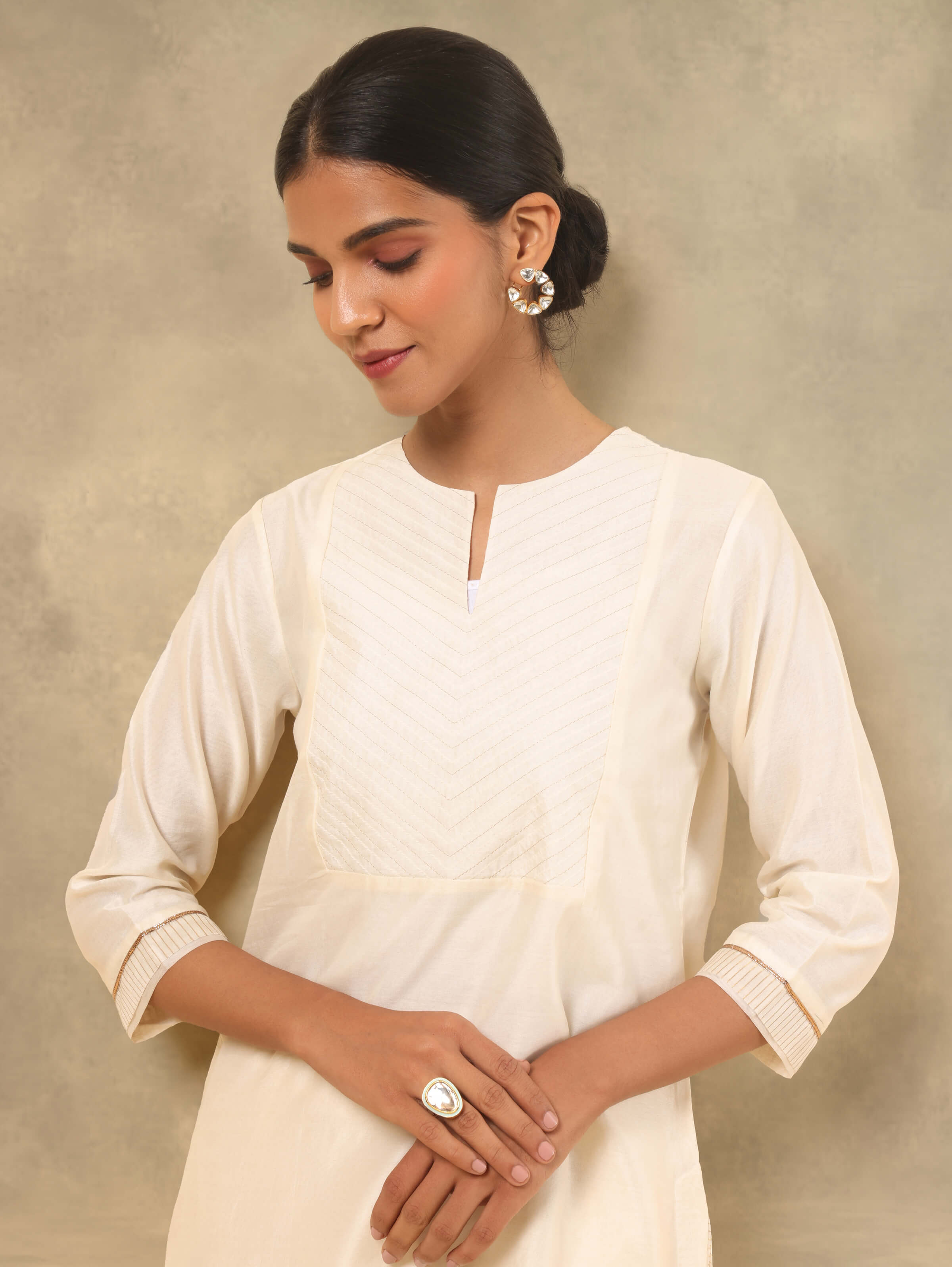 Off-white Cotton Silk Chanderi Tunic