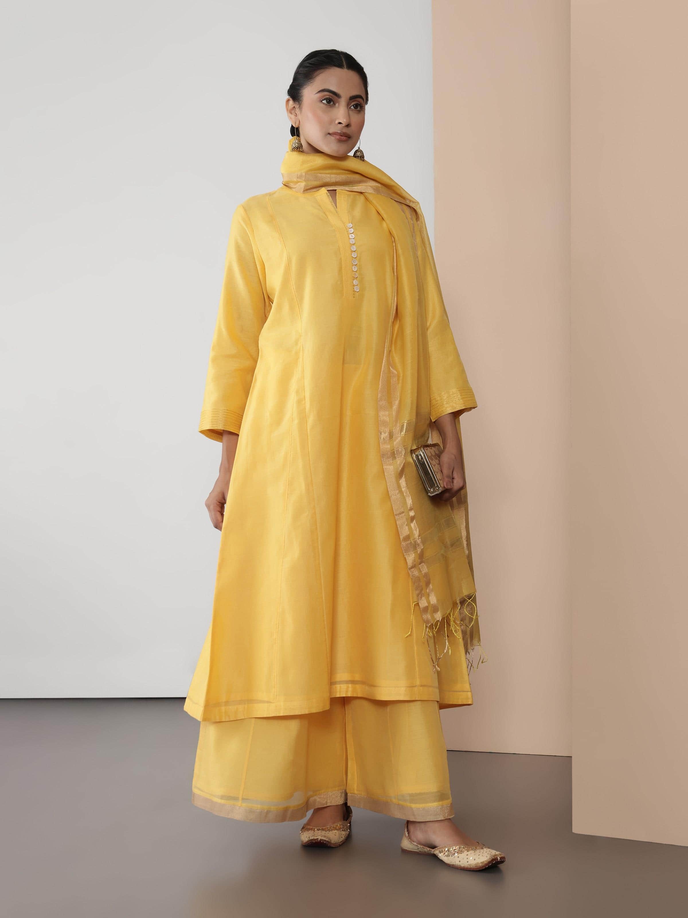 Yellow Silk Chanderi Sharara