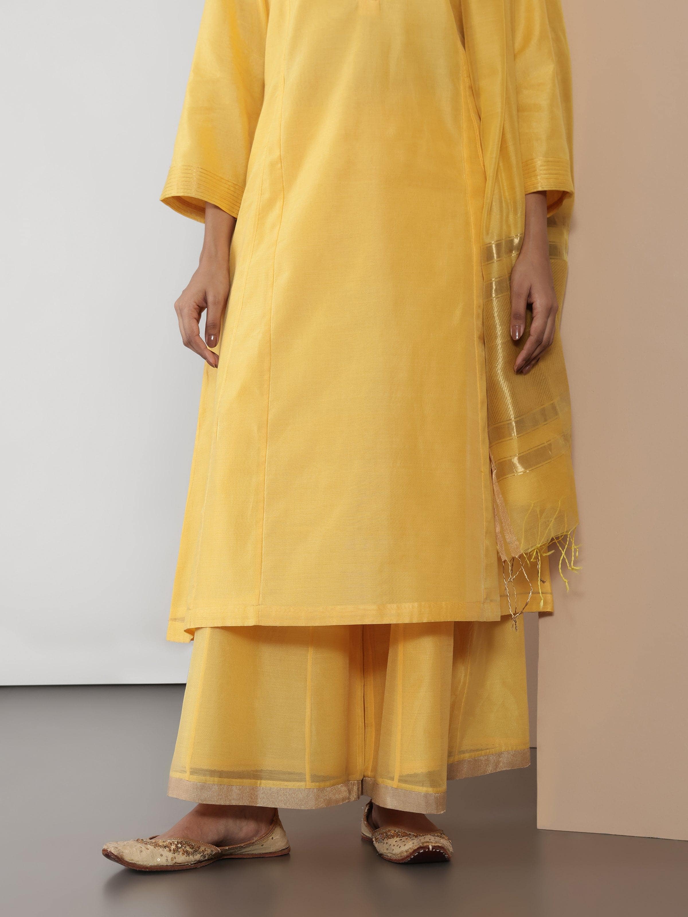 Yellow Silk Chanderi Sharara