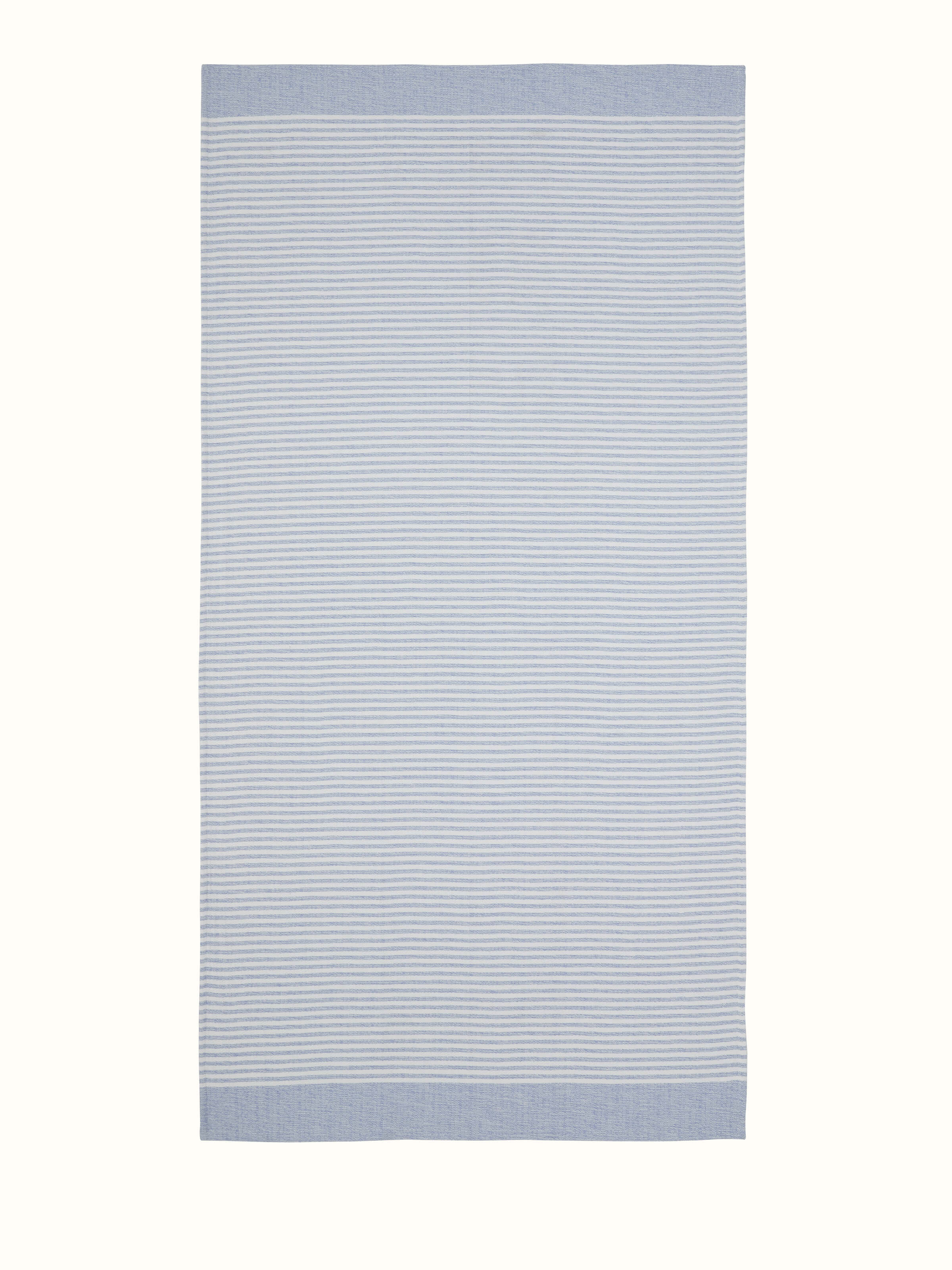 Front view of Vayana Stripe Blue Stripe Cotton Bath Towel (XL) showcasing its large size and vibrant blue stripes