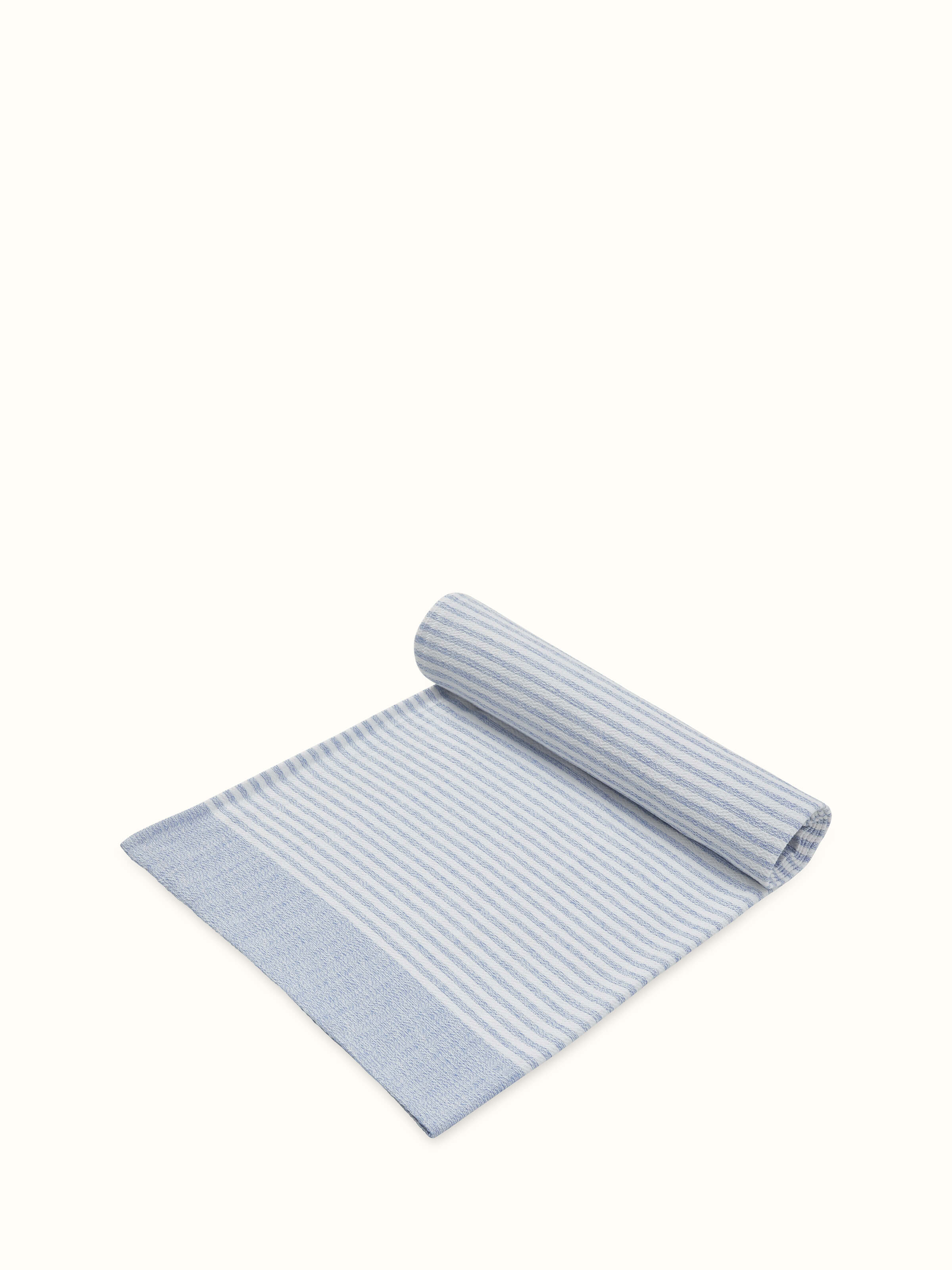 Detailed view of Vayana Stripe Blue Stripe Cotton Bath Towel (XL) showing the towel's high absorbency and striped design