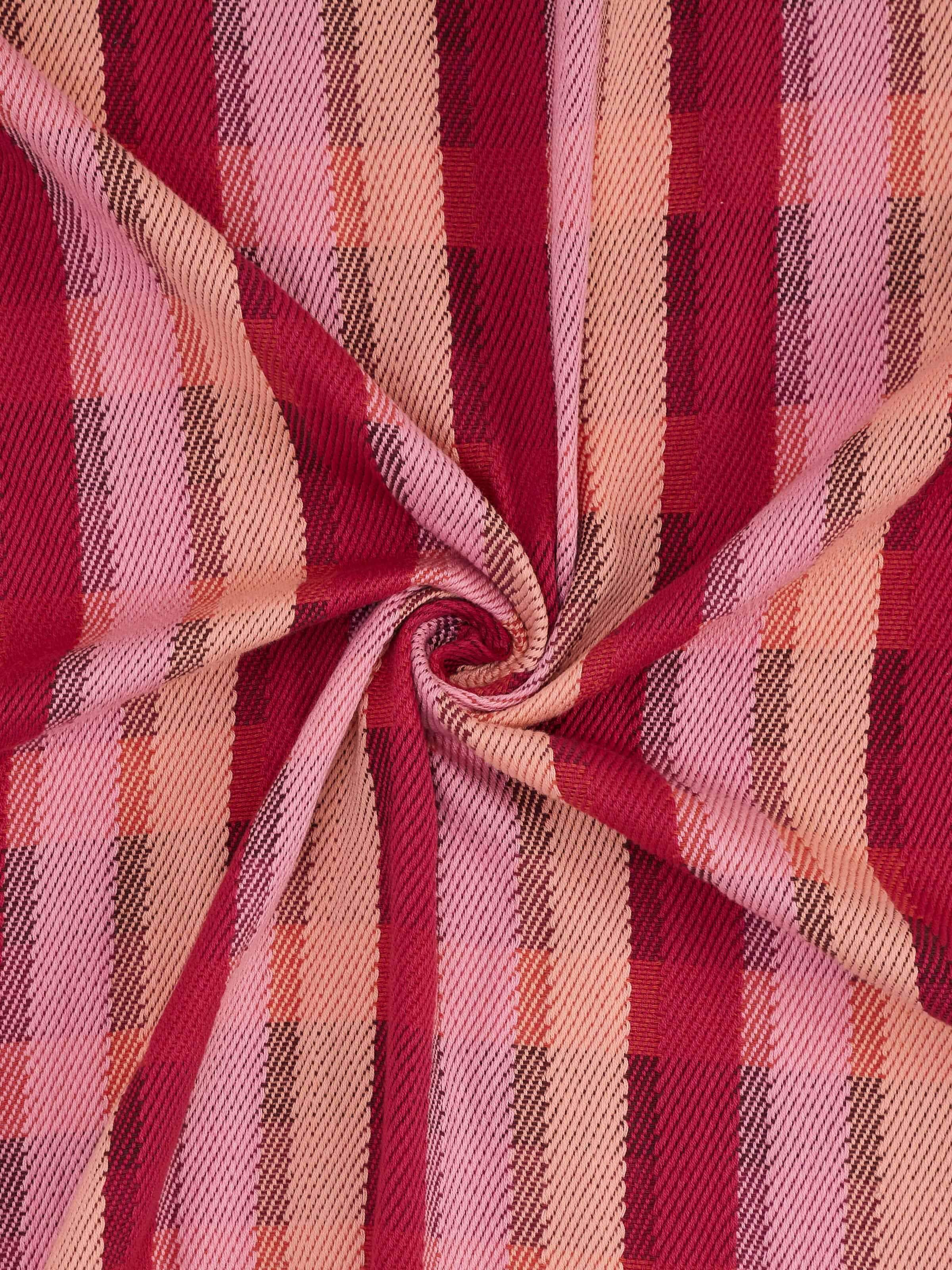 Side view of Niketa Raspberry Cotton Throw, focusing on the edges and fine weave finish.