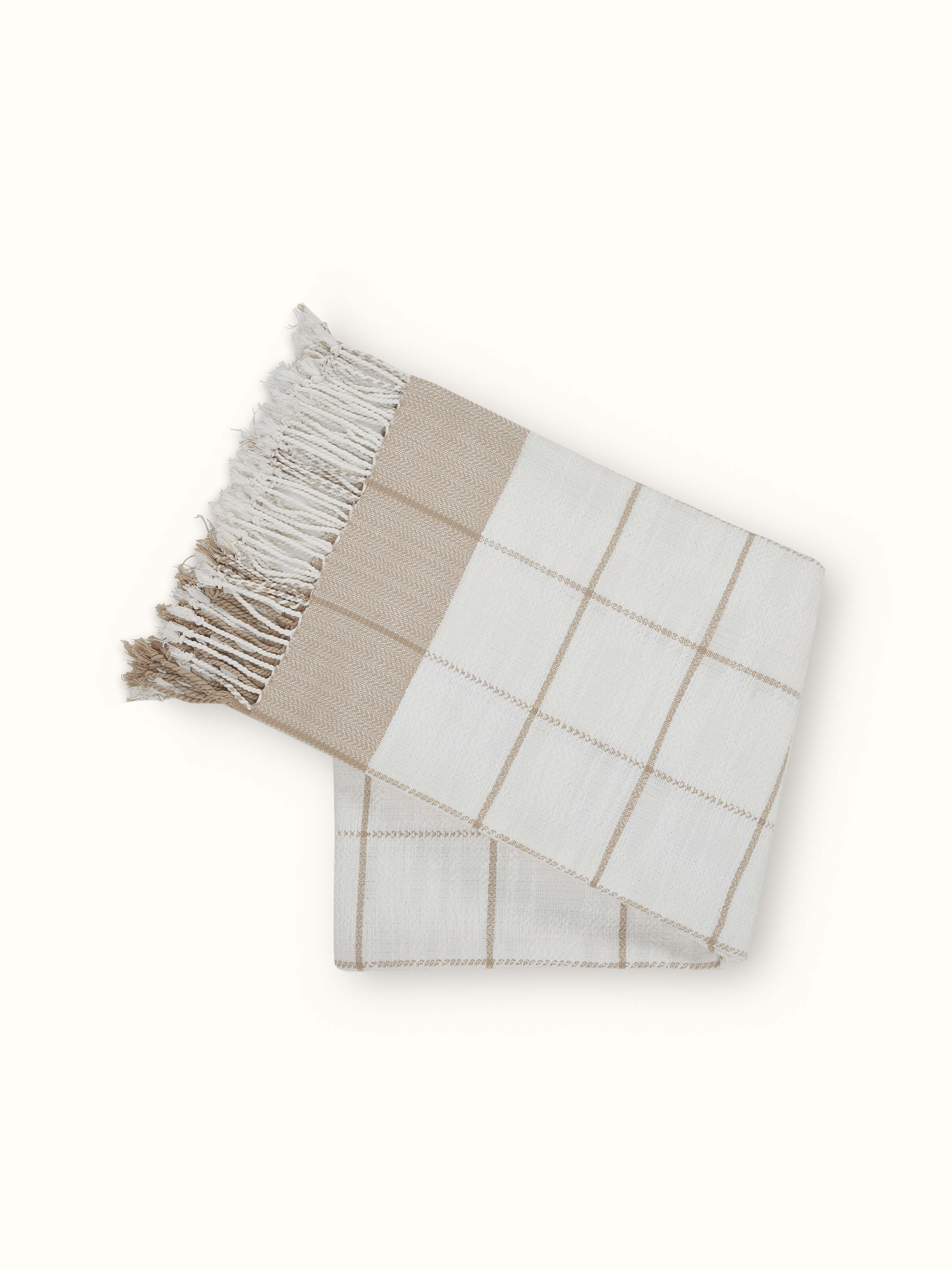 Back view of the throw highlighting handloom finishing and border edges.