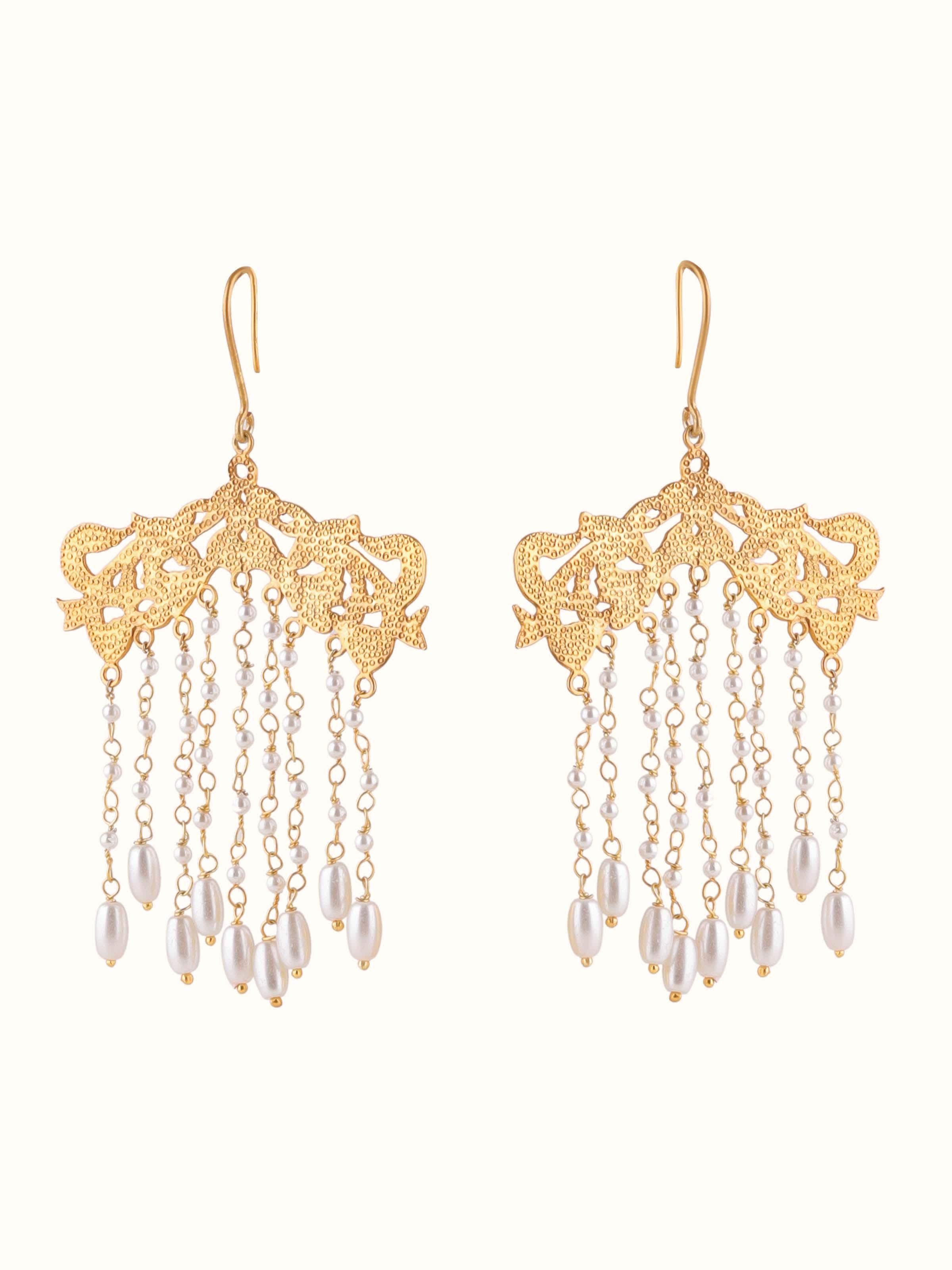 Front view of Silver Smithing Drop Earrings showcasing refined silver design with intricate details.