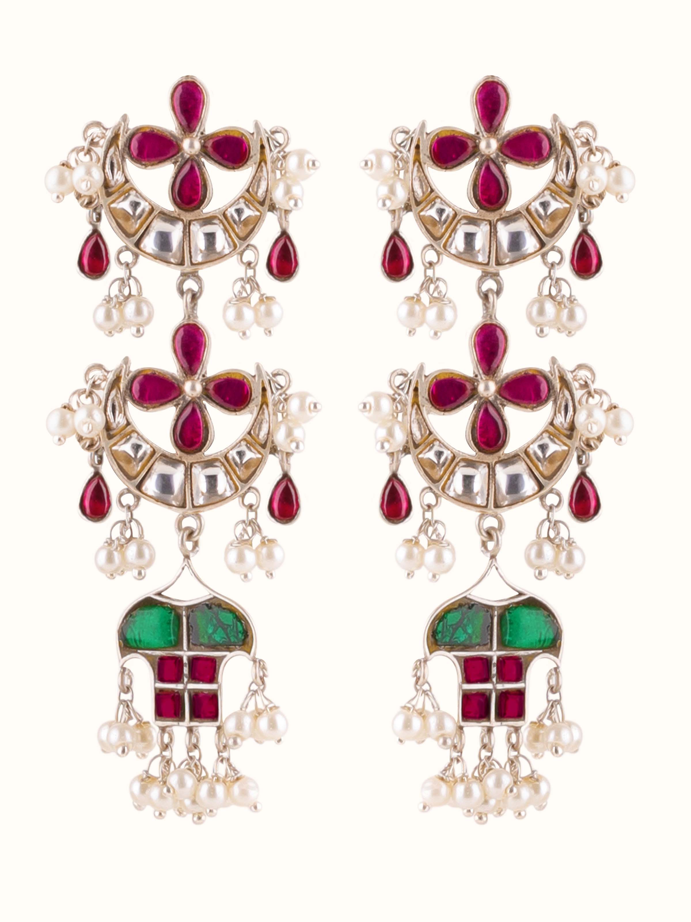 Front view of Silver Smithing Drop Earrings showcasing refined silverwork and design.