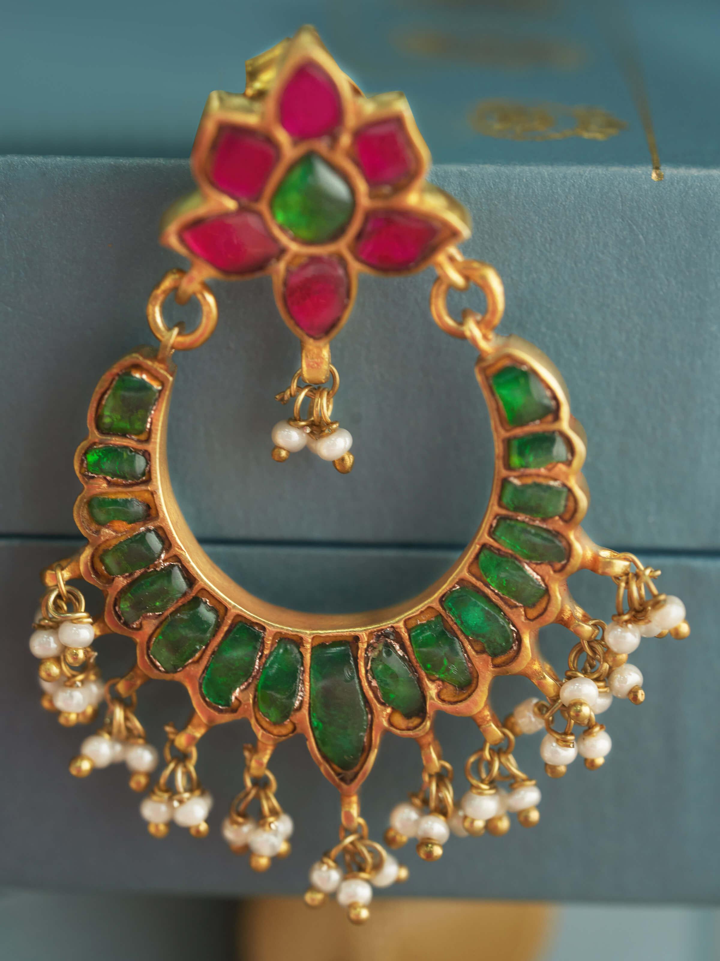 Detail shot focusing on the delicate cutwork and hand-finished edges of Silver Smithing Chandbalis.