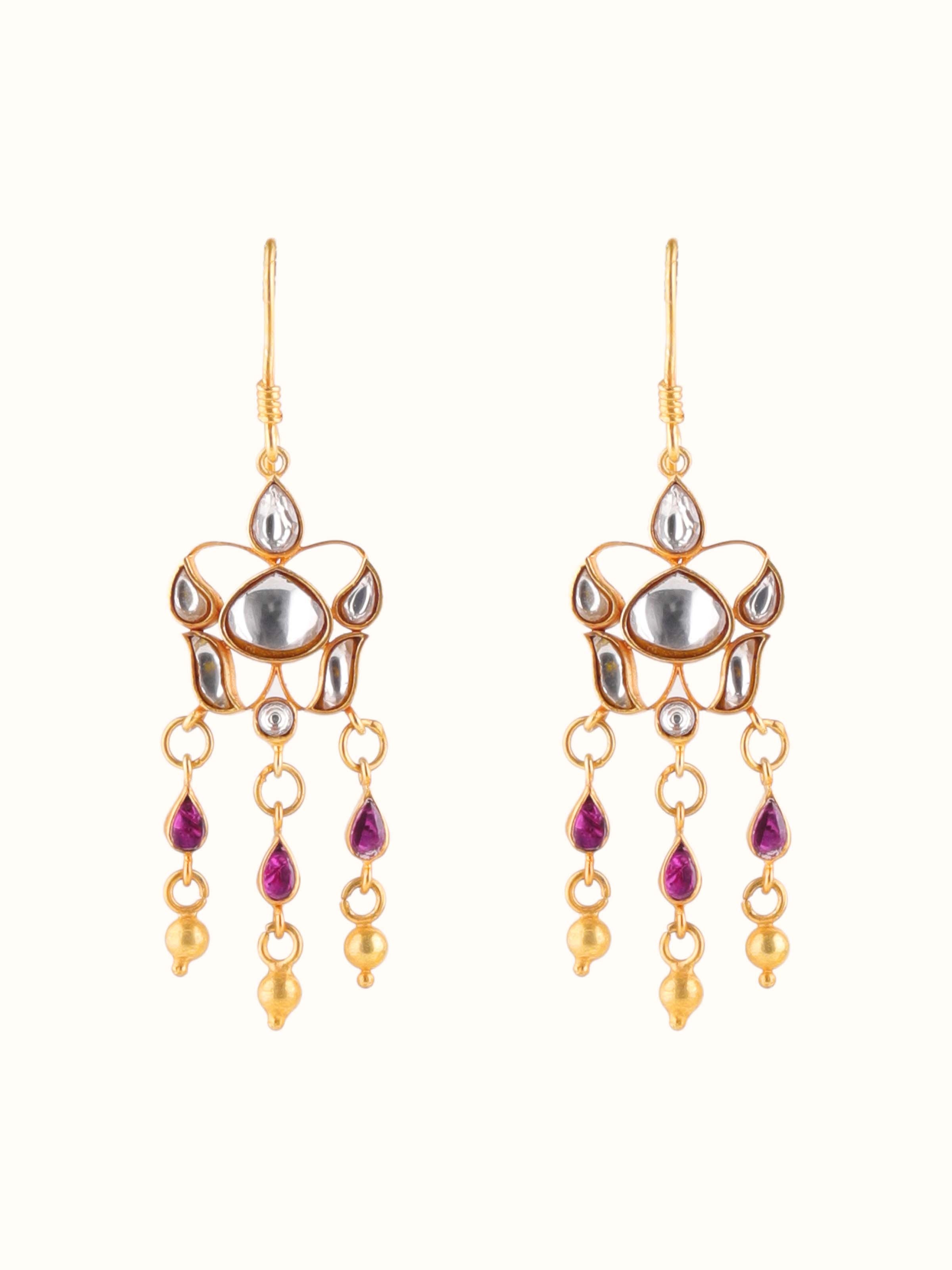 Front view of Silver Smithing Drop Earrings featuring a sophisticated drop design with detailed silver work.