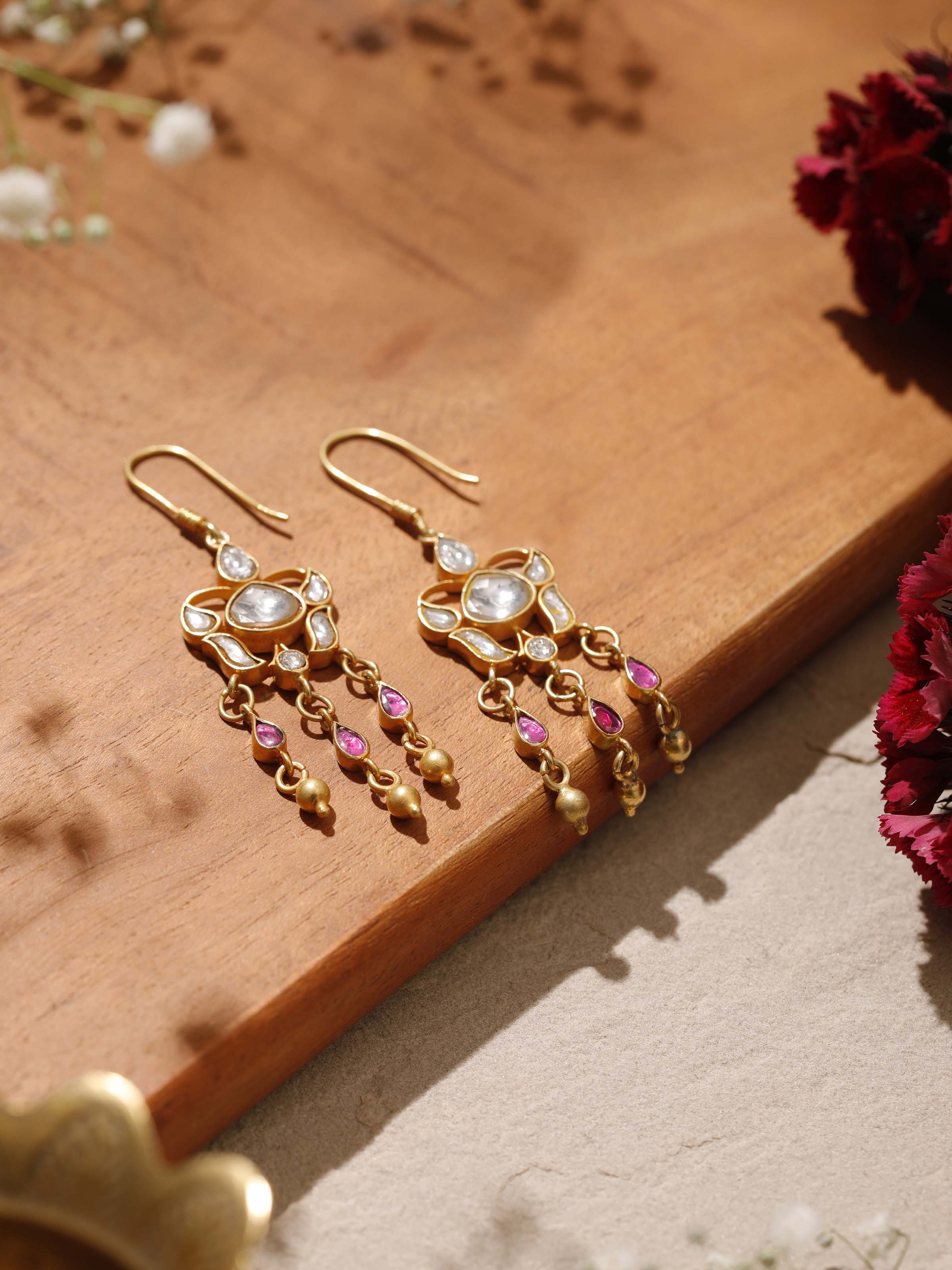 Angled view of Silver Smithing Drop Earrings highlighting the stylish drop design and high-quality silver.