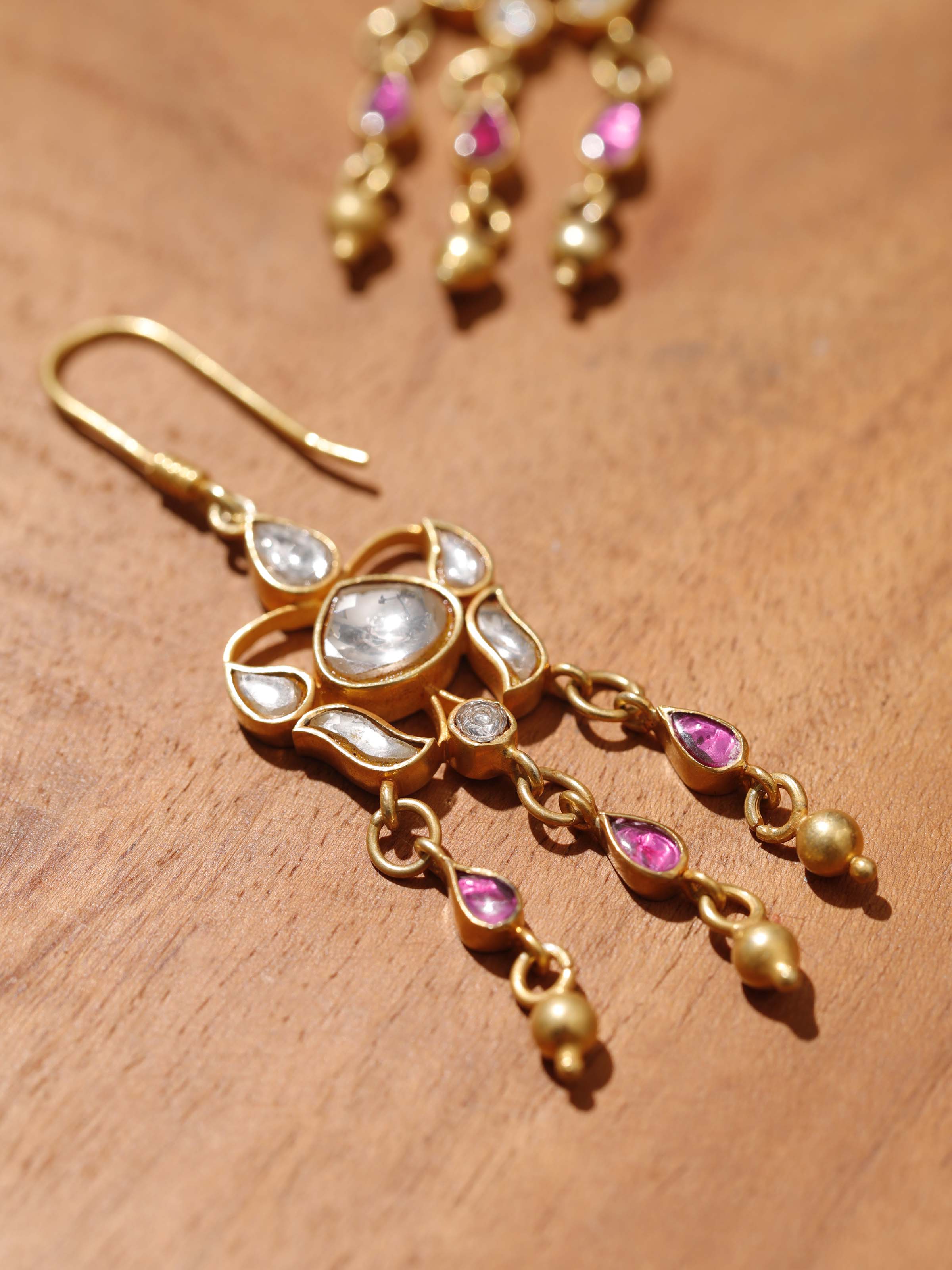 Detailed close-up of Silver Smithing Drop Earrings showing the intricate craftsmanship and elegant design.