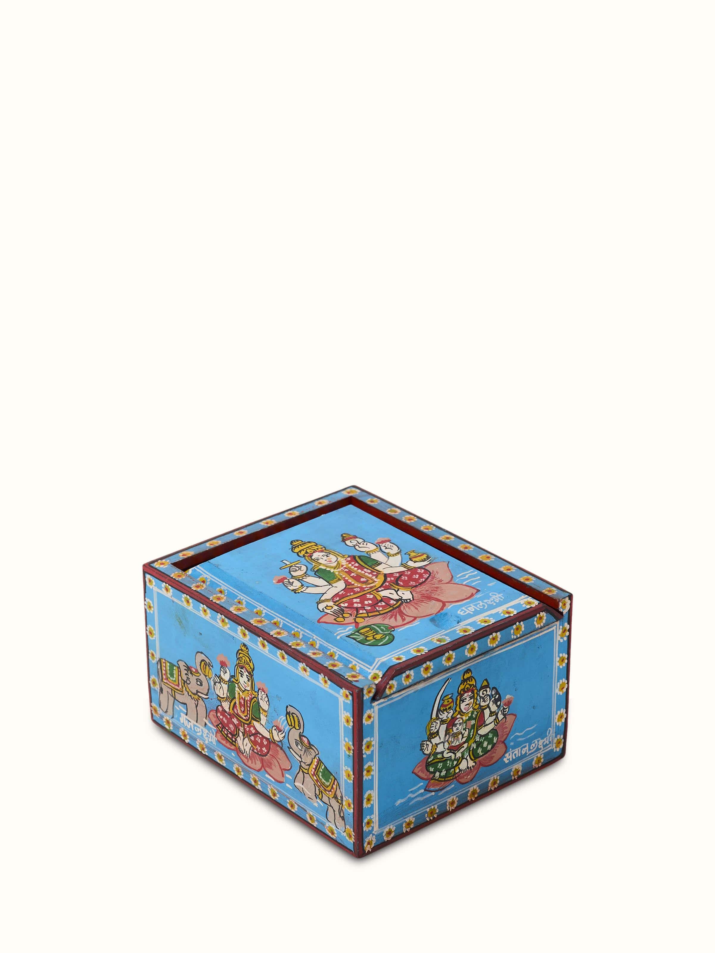 Close-up of Ganjifa paper cards blue set (108 pcs) showing high-quality printing and colors