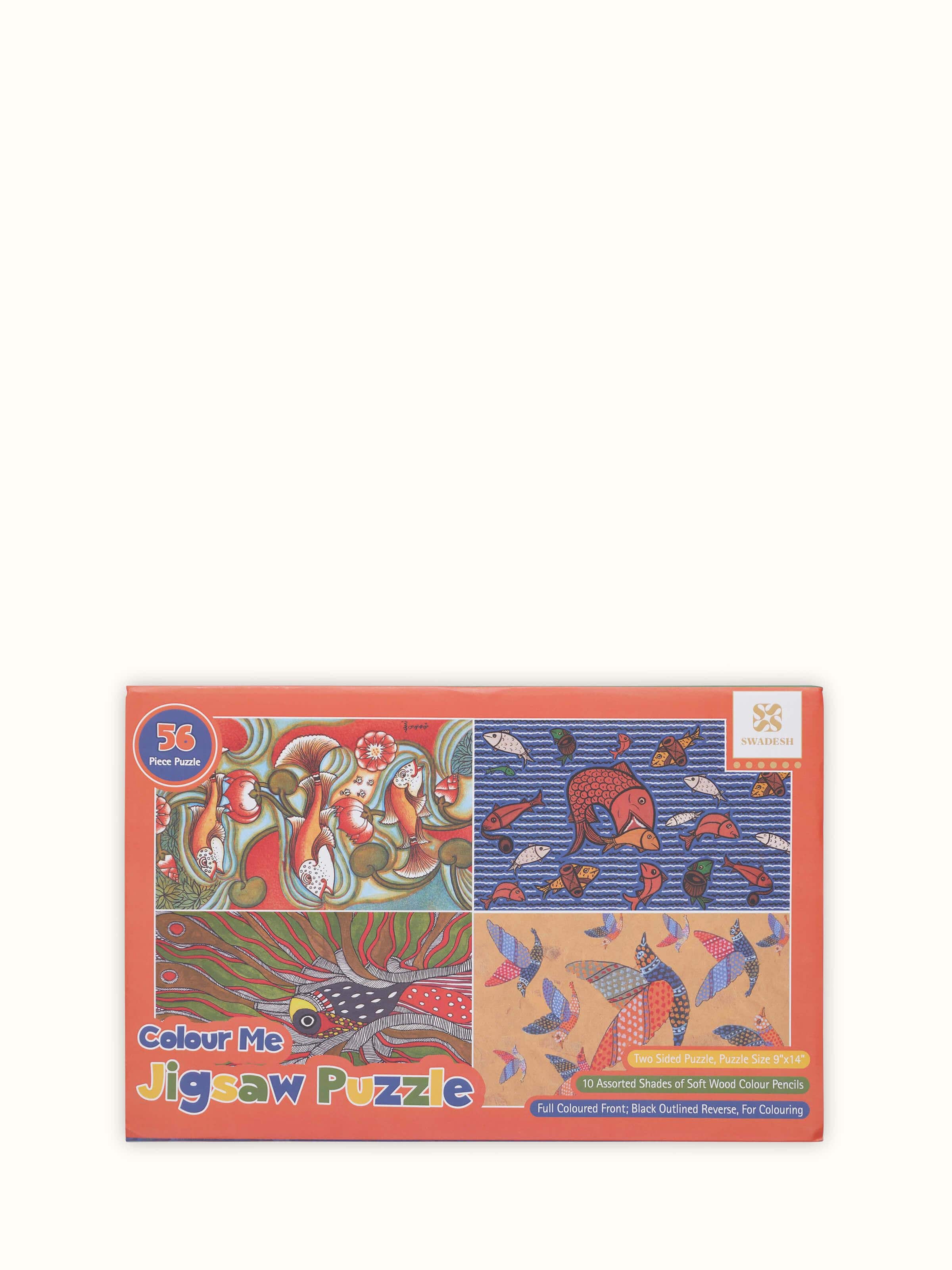 Front view of Block-Making DIY Jigsaw 4-Piece Colouring Kit in blue showcasing the jigsaw pieces and coloring elements.