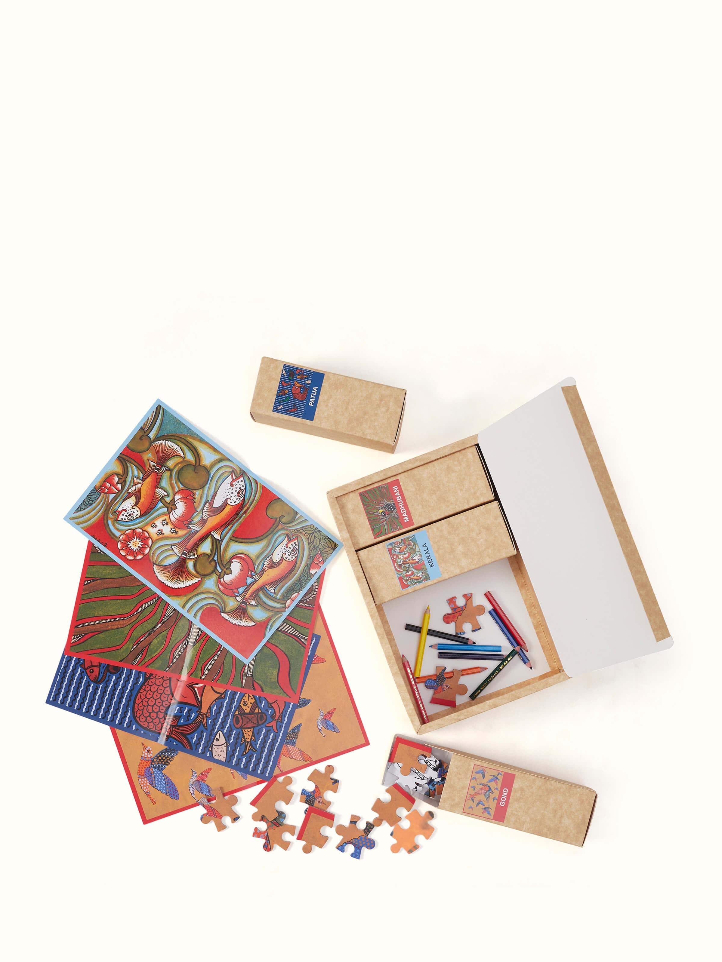 Close-up detail of Block-Making DIY Jigsaw 4-Piece Colouring Kit in blue showing the jigsaw's texture and coloring details.