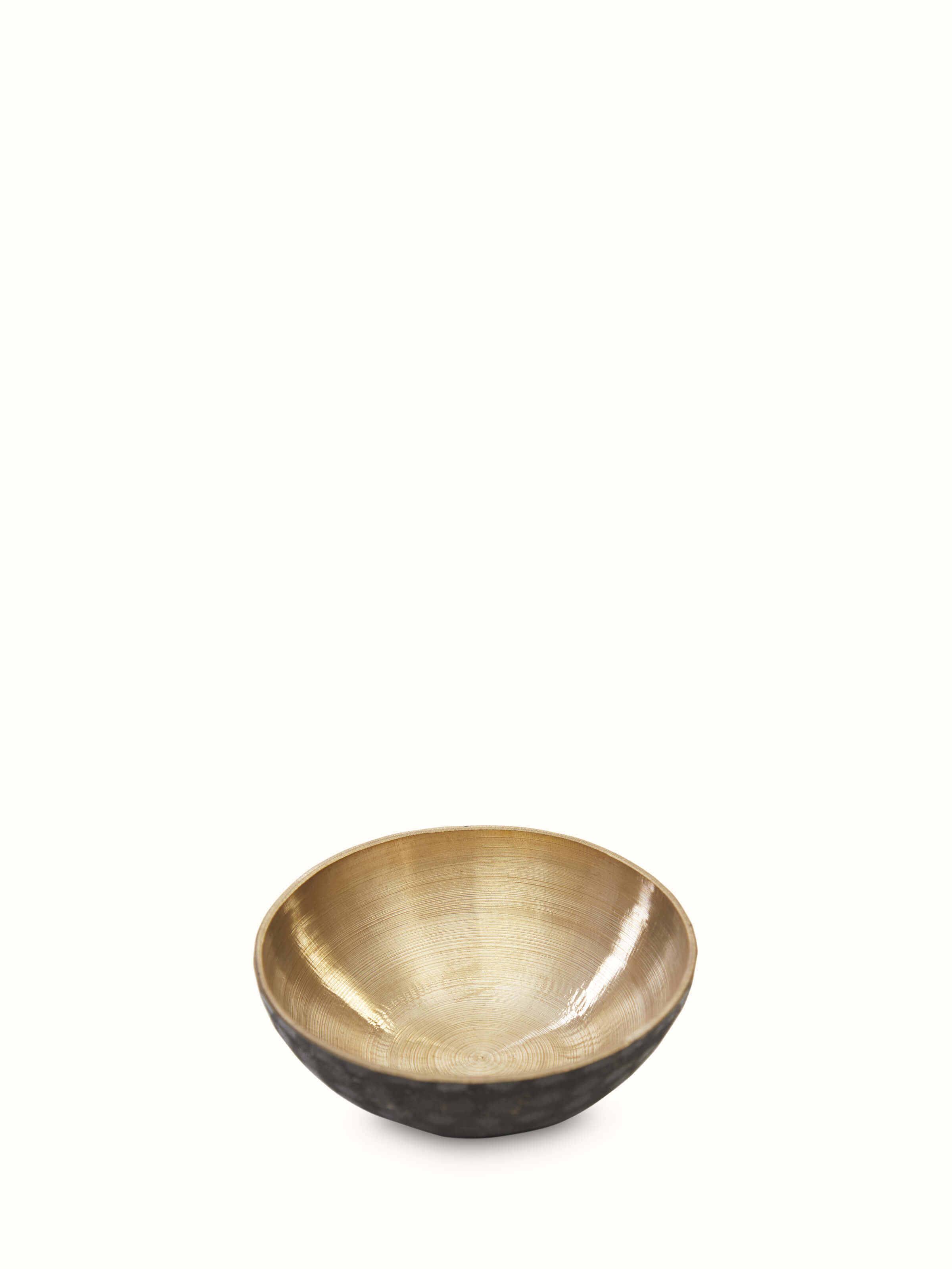 Side view of Glass-Finished Bell Metal Dinner Bowl, showing the smooth, reflective surface and curved edges
