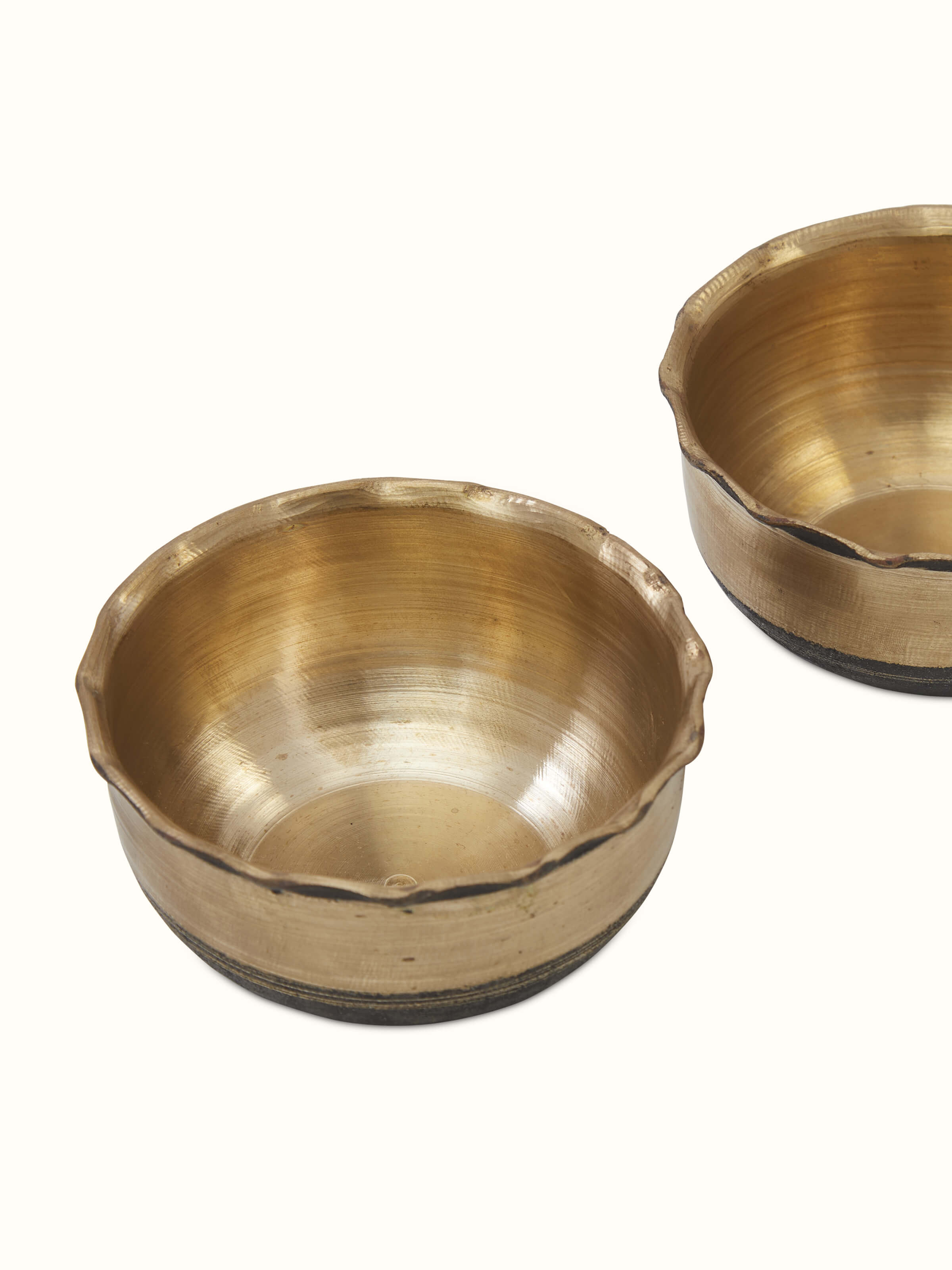 Side view of Bell Metal Bela Dinner Bowl showcasing its depth and elegant shape