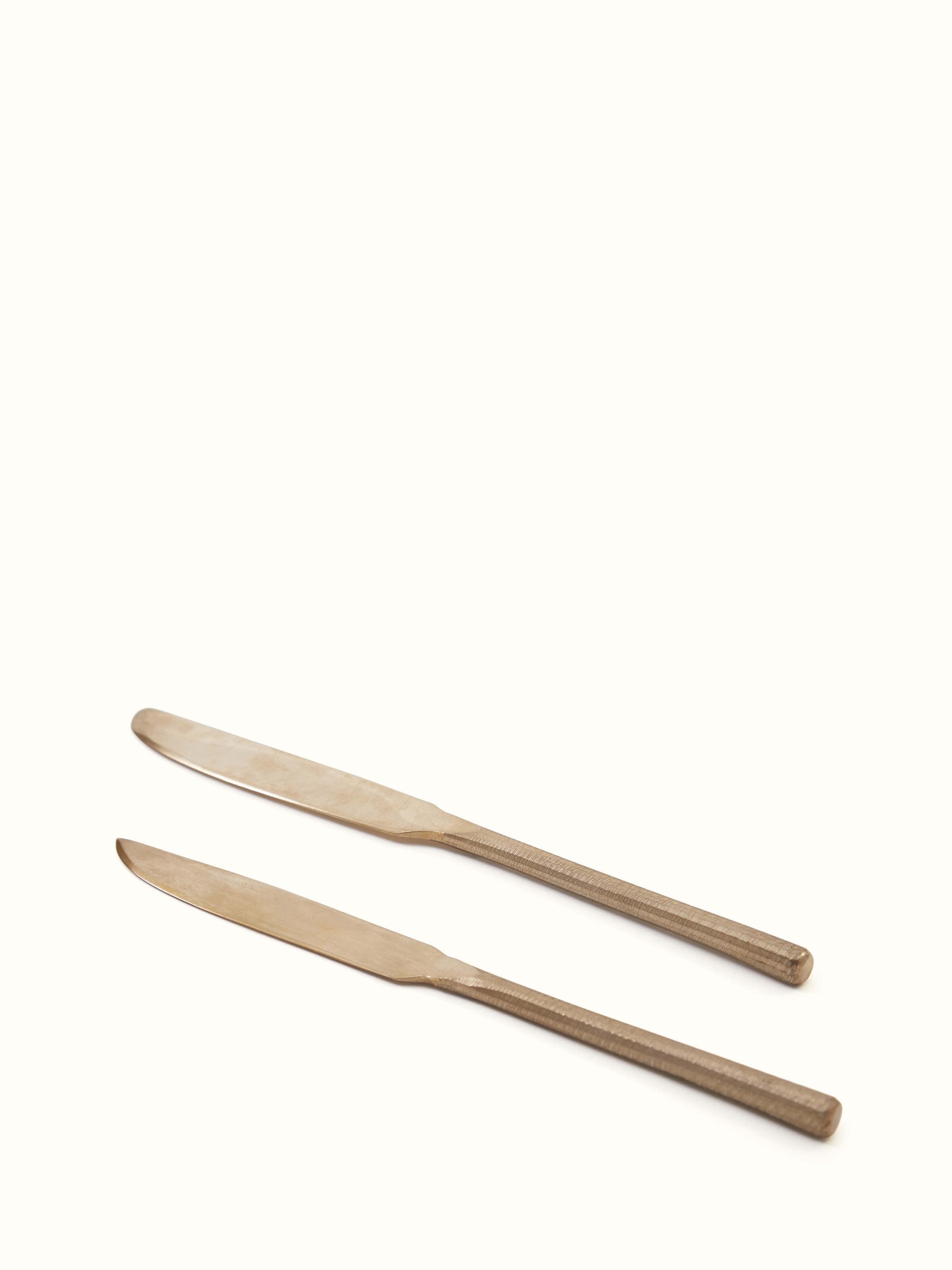 Front view of bell metal dinner knife with elegant design