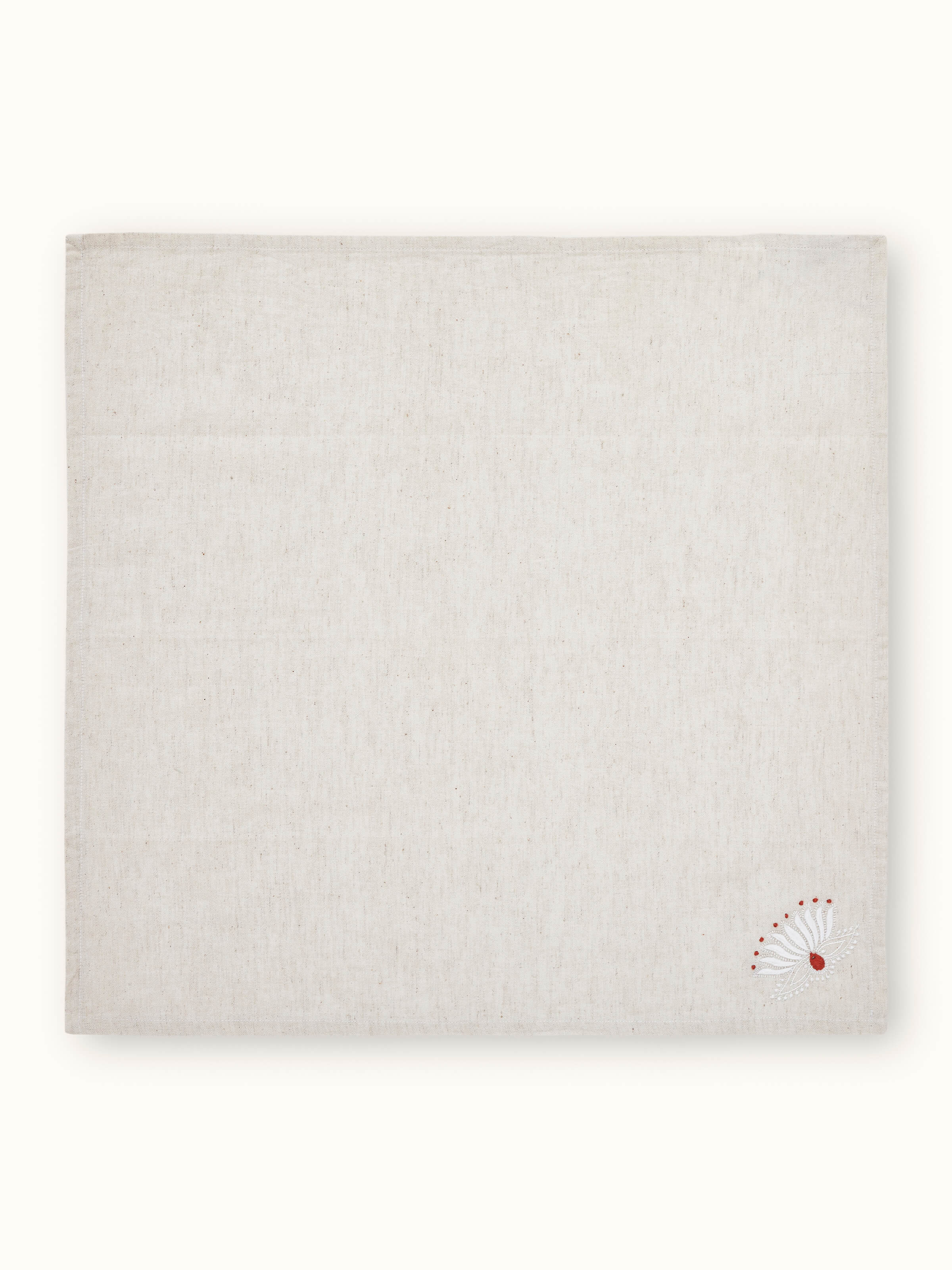 Full view of Hasu Pink Floral Cotton Flax Chikankari Dinner Napkins (6 pcs), highlighting the elegant design and embroidery.