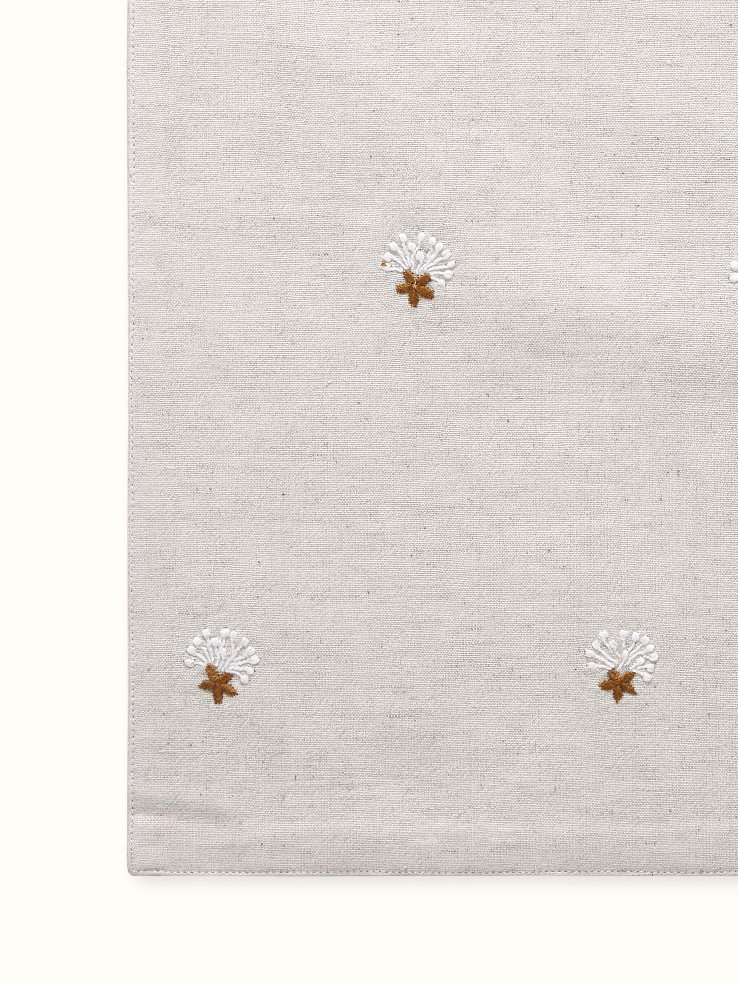 Detail shot of Iti Buti Beige Runner focusing on delicate chikankari craftsmanship