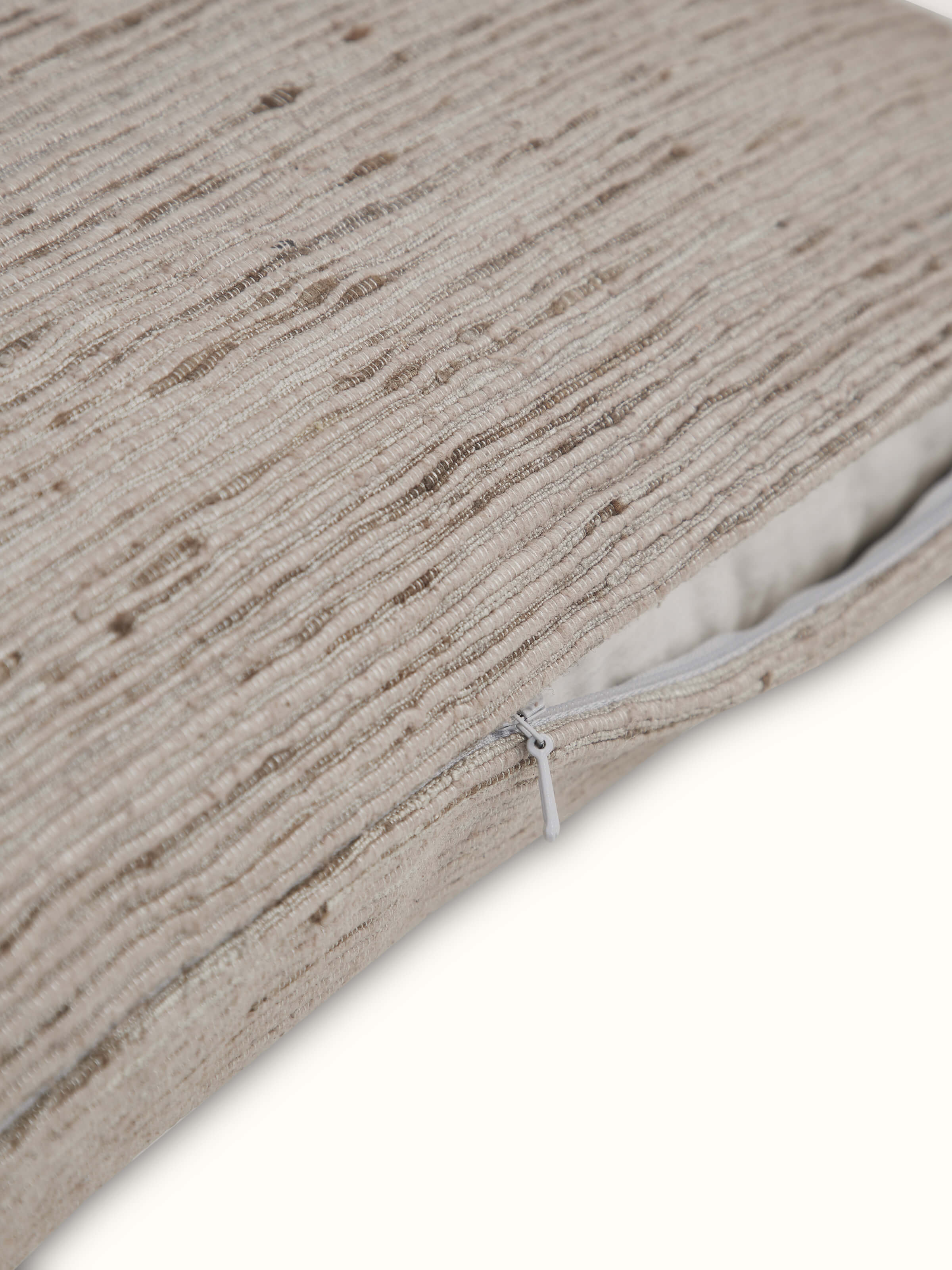 Detailed view of Ujjal Light Grey Evara Silk Bhagalpur Cushion Cover, highlighting the high-quality silk and design.